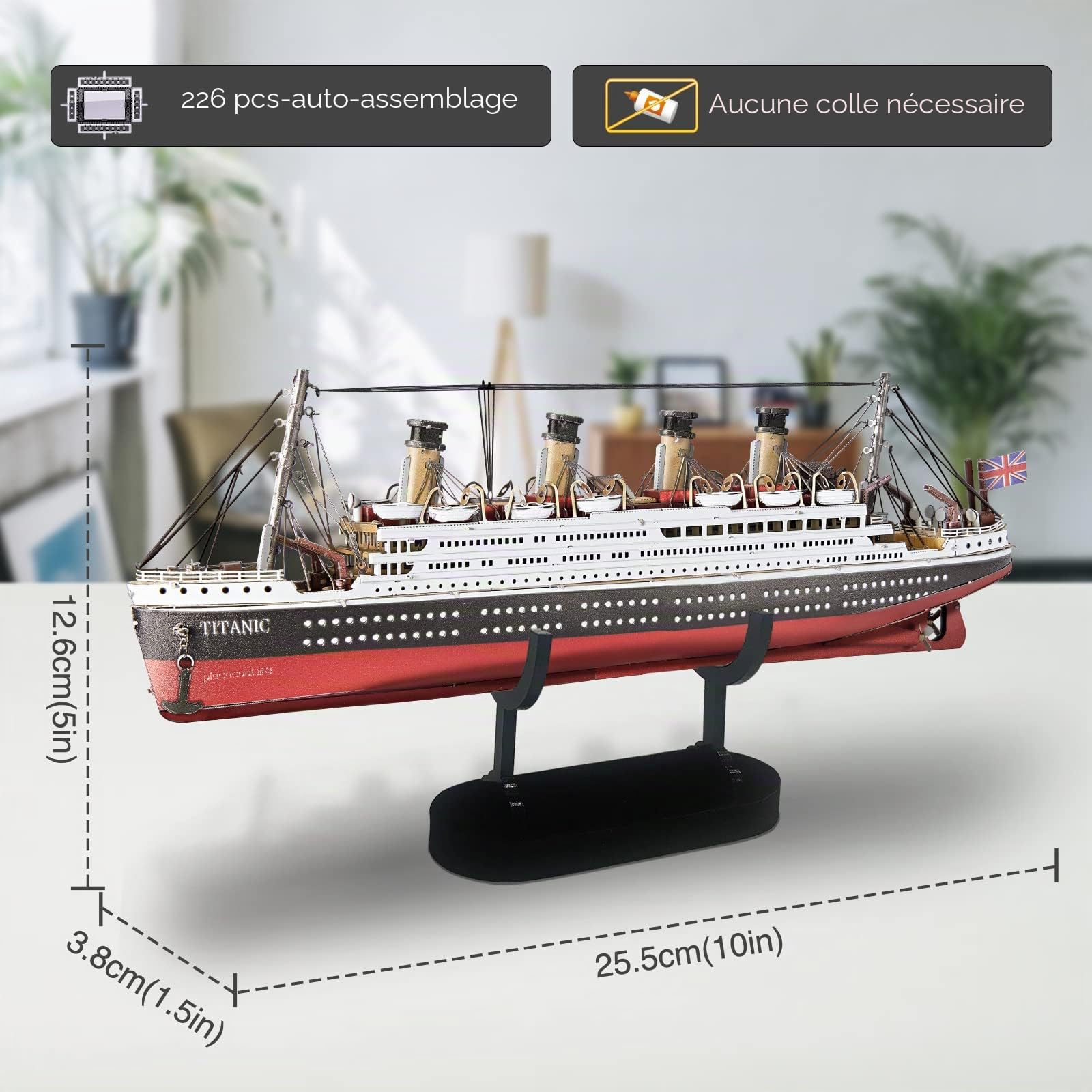 Piececool Puzzle 3D Metal Titanic - Maquette Bateau à Construire en Acier Inoxydable 430, Restauration 100% - Cadeau d'Anniversaire pour Adulte - 226 Pièces
