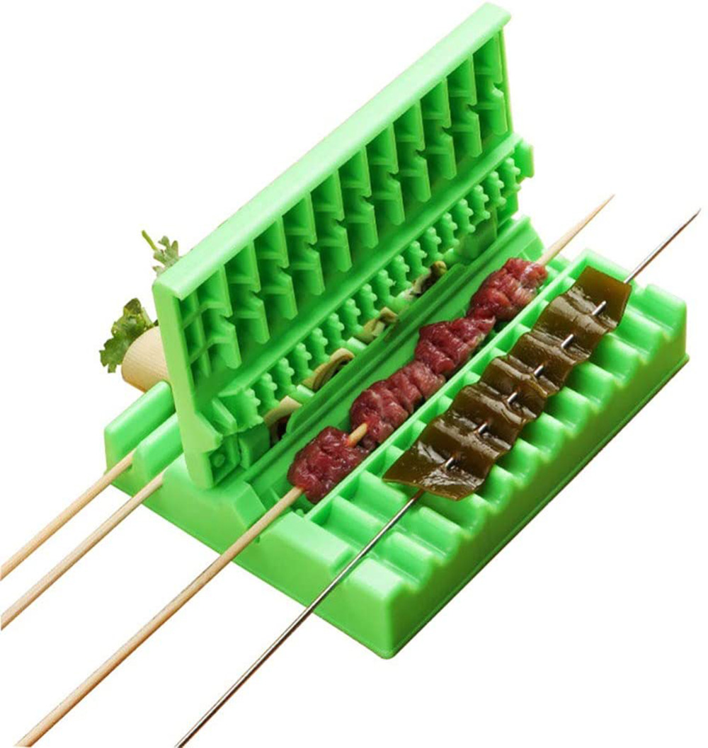 49-Hole Stainless Steel Meat Skewer Machine - Kabob Maker With 100 Bamboo Sticks | BBQ Tool For Kitchen & Outdoor Cooking