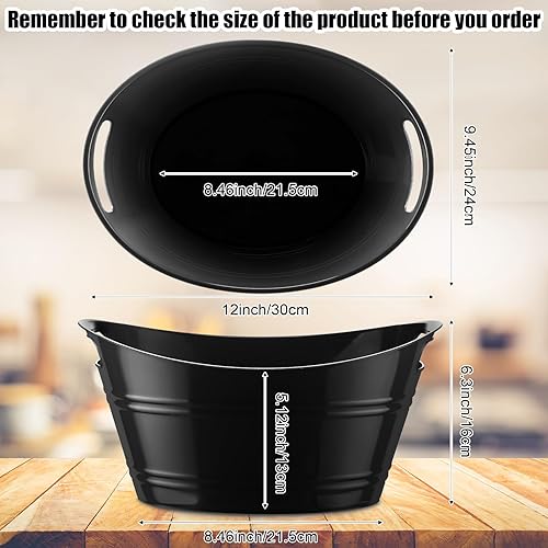 Miniatura 2 de Patelai 6 cubos de hielo a granel, cubos de hielo de plástico con asas, bañera de almacenamiento ovalada, tina de bebida de gran capacidad para