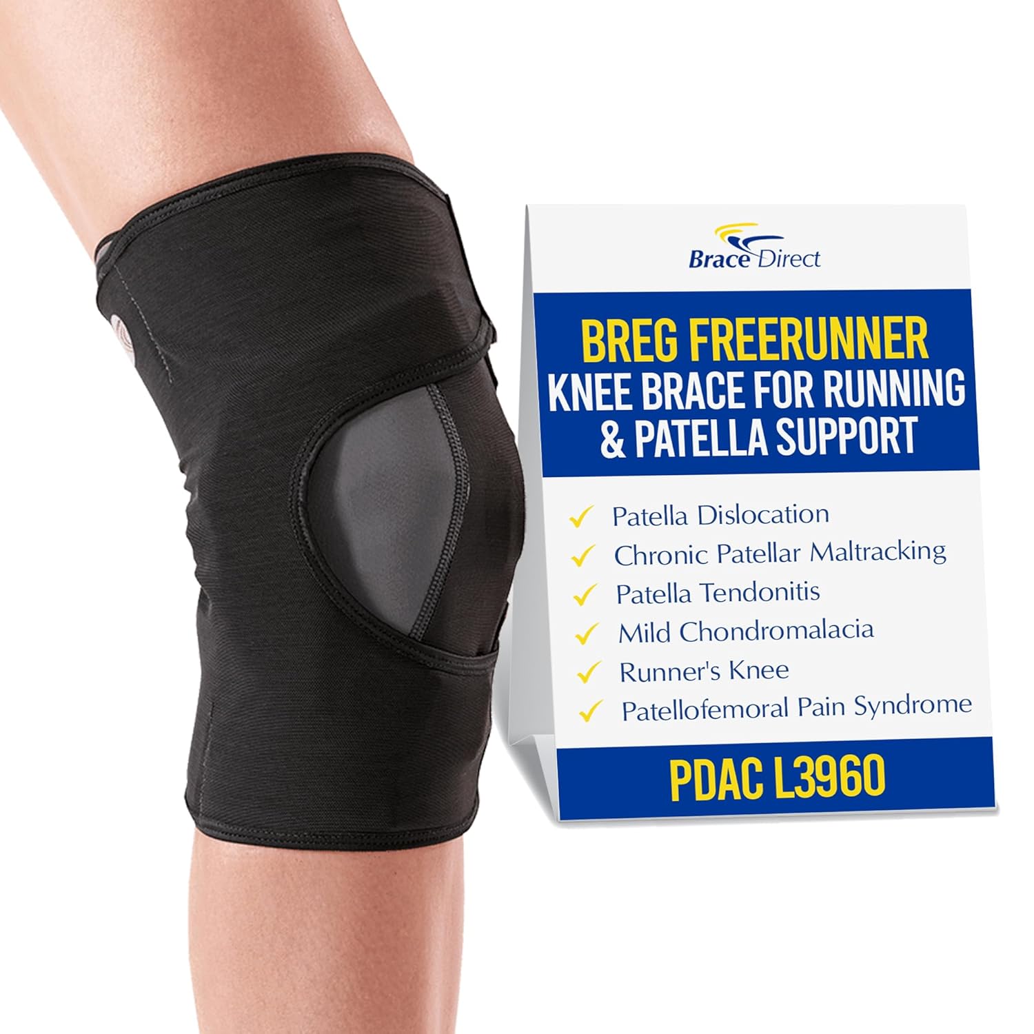 Brace Direct Breg FreeRunner Knee Brace - Advanced Support for Patella Tracking & Runner's Knee L1820 (XL - Right Knee, 23-25")
