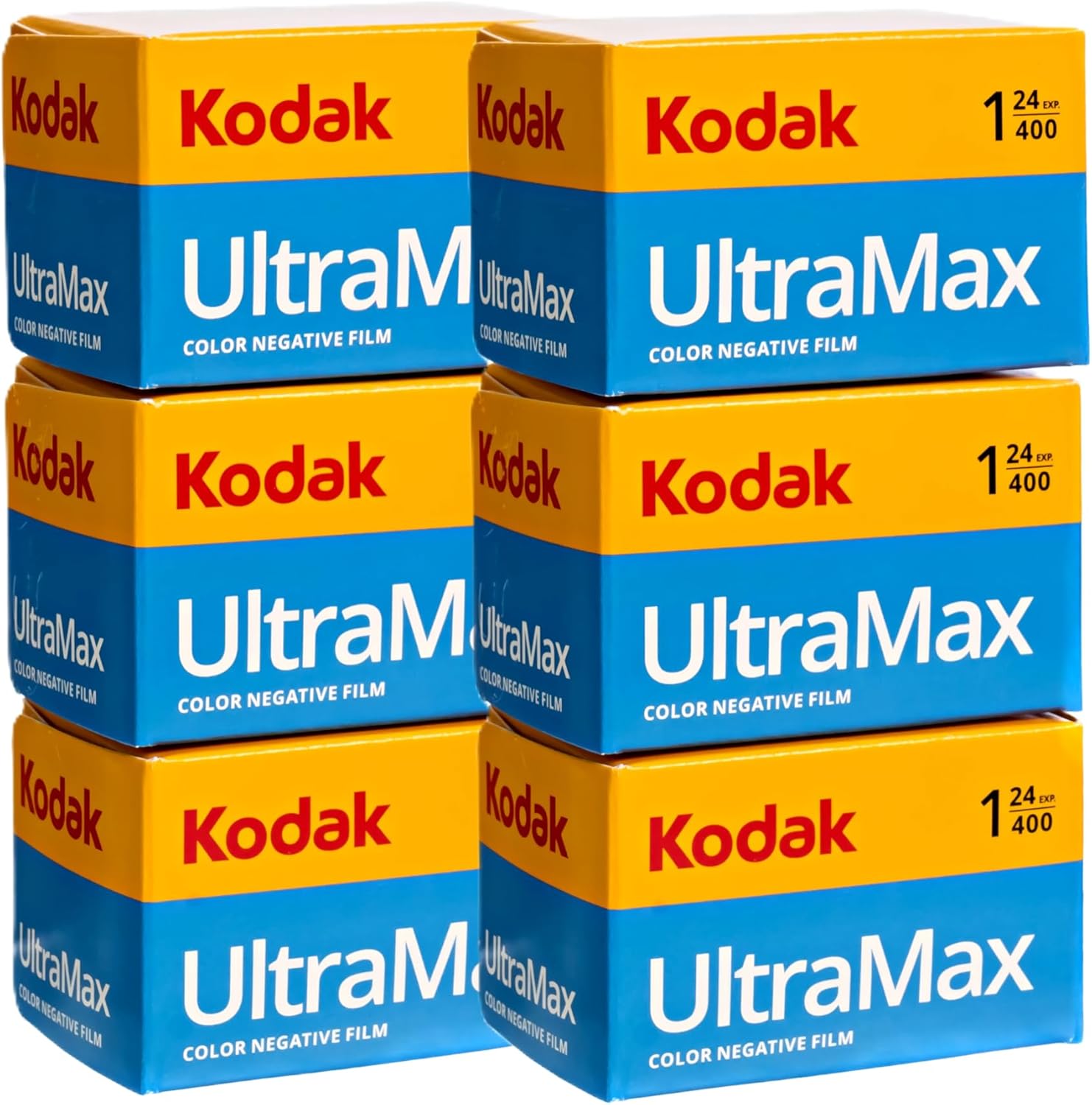 Kodak Ultramax 400 35mm Film Roll (24 Exposures) – 6 Rolls + Sturdy Tiger Film Storage Case, Black
