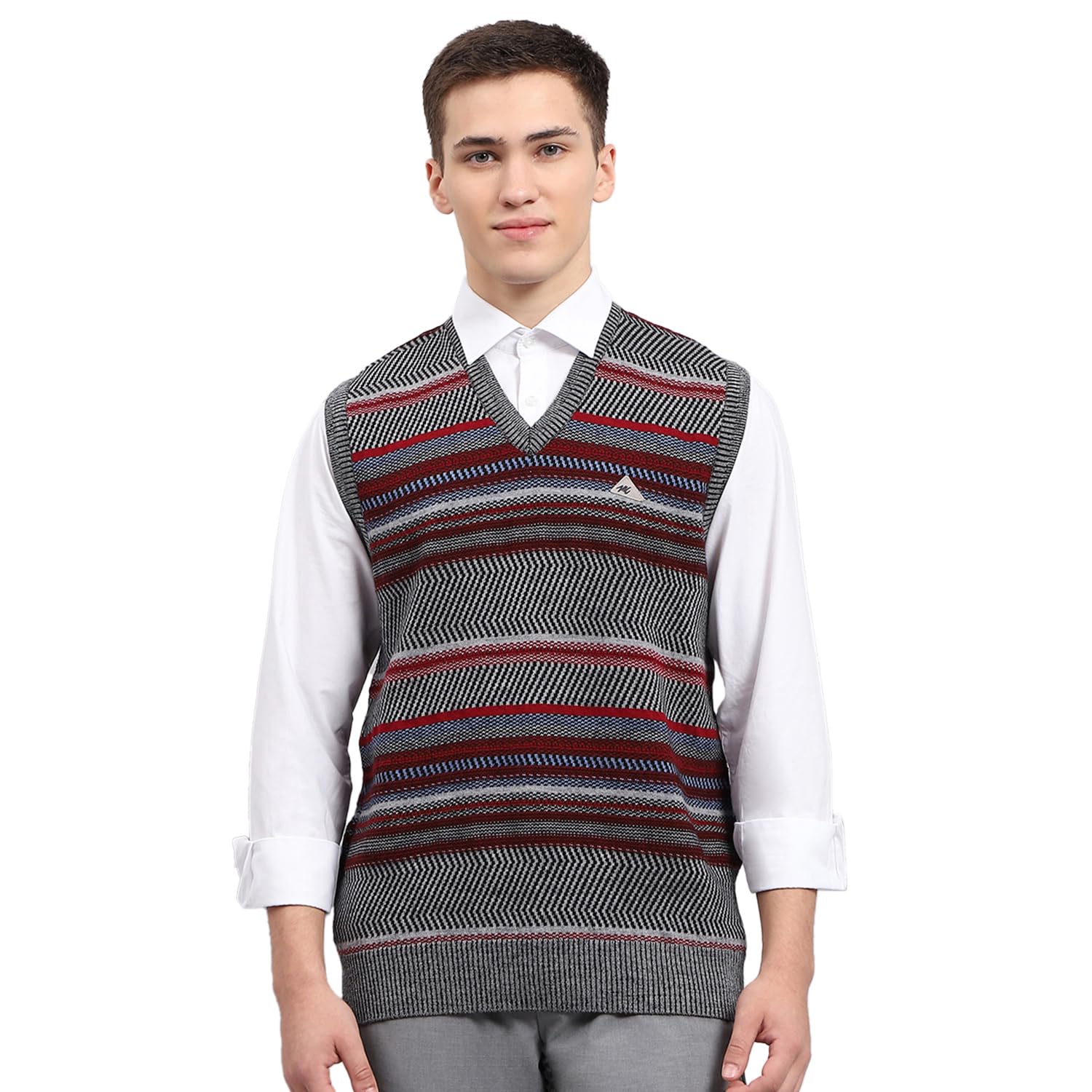 Mens Striped V Neck Sleeveless Sweater (1243207SL)