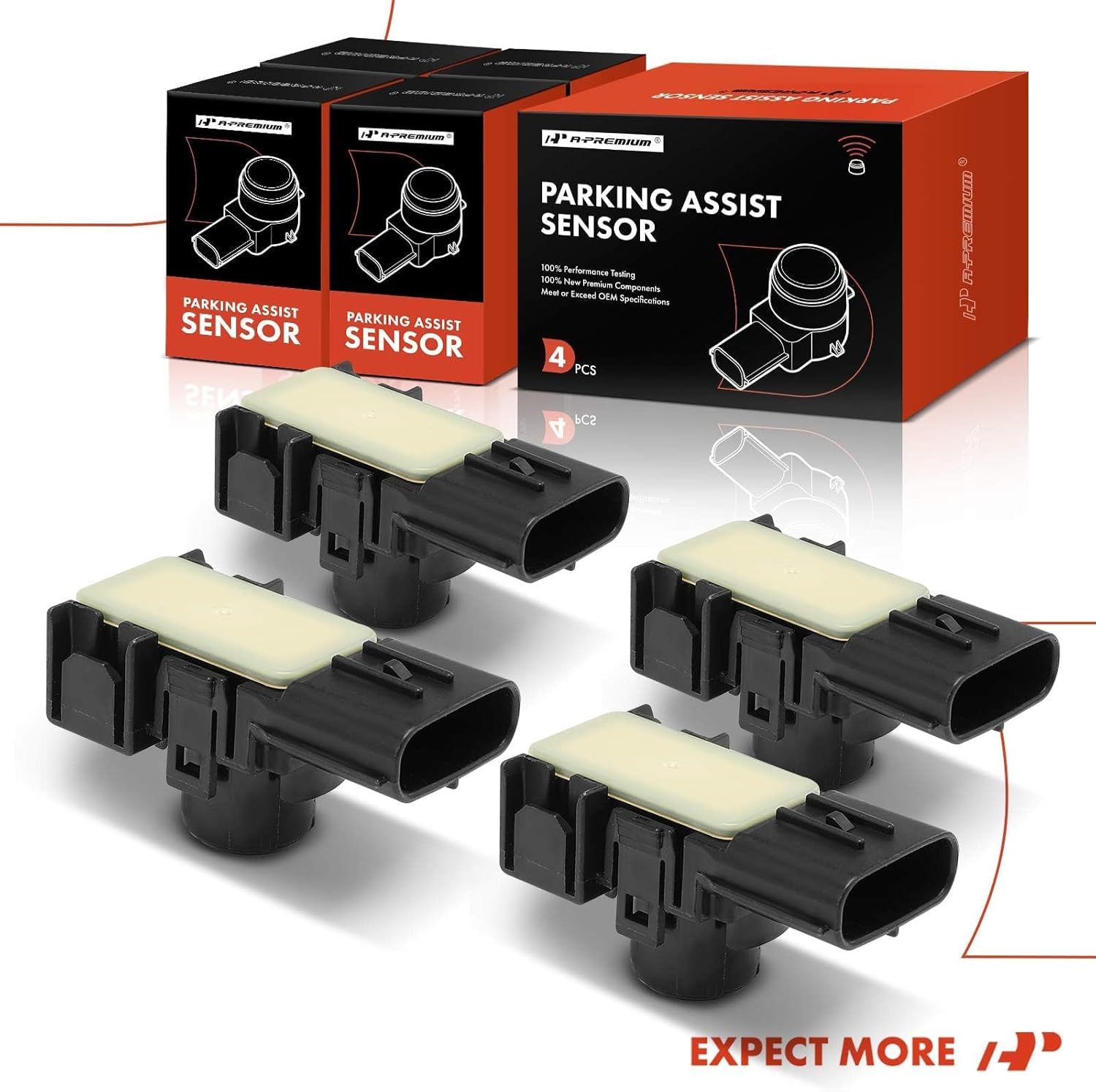 A-Premium 4-PC Reverse Backup Parking Assist Sensor Compatible with Select Lexus Models - CT200h 2011-2014, GS350 2013-2014, GS450h 2013-2014, Replace# 89341760100, 8934176010C