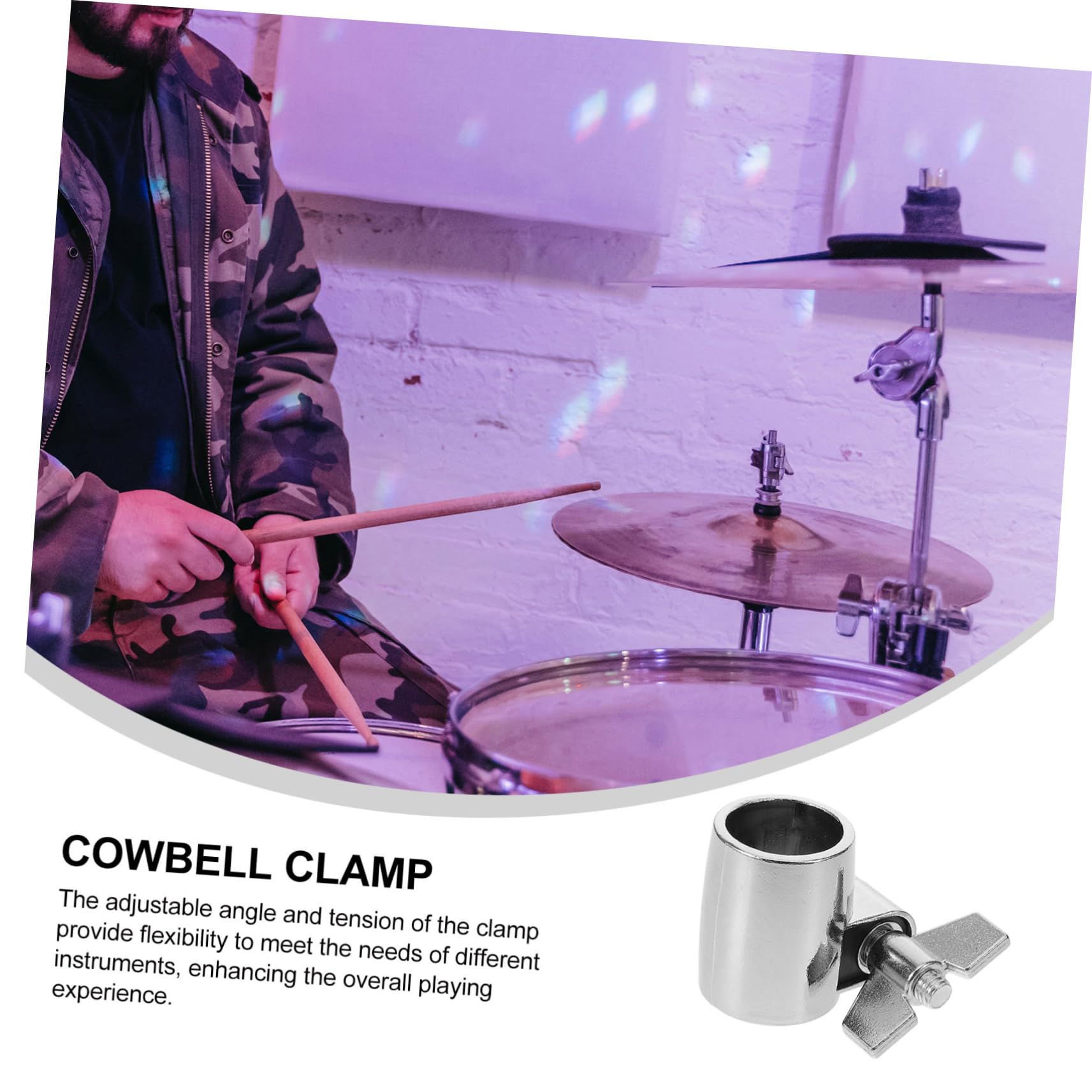 ibasenice Cowbell Mount Arm Universal Drum Clamp Metal Mounting Clamp for Drum Set
