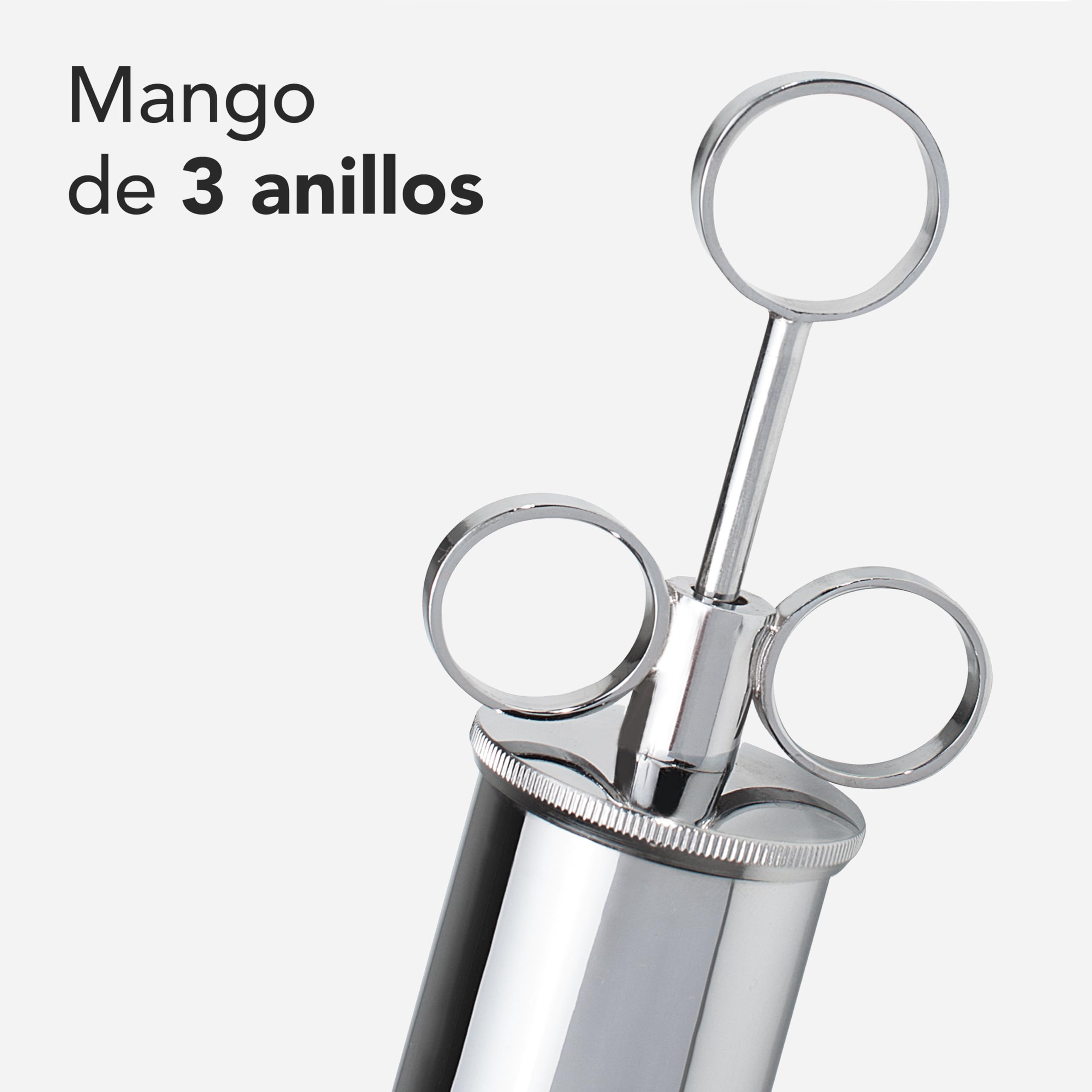 AIESI® Jeringa Schimmelbusch de metal/acero de 200 ml de capacidad con copa auricular y 2 cánulas, Jeringa para riego, Garantía 24 meses