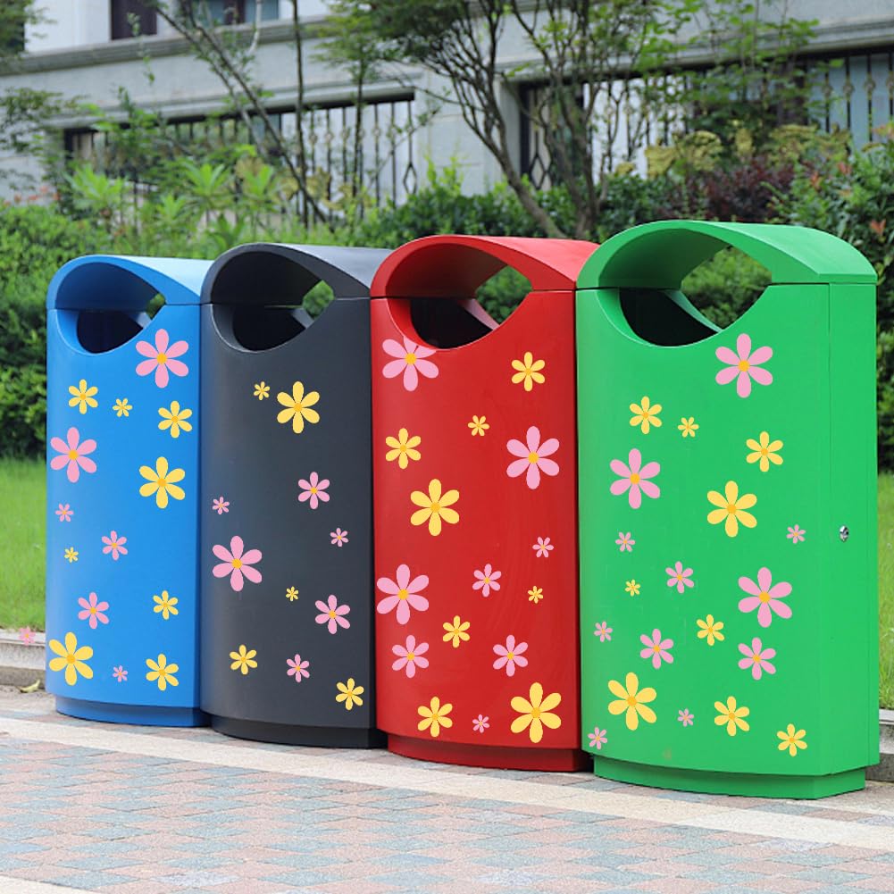 Wheelie Bin Stickers Daisy Stickers, 4 Sheets Self-Adhesive and Waterproof Flower Sticker for Car Fridge Bins Wall Outdoor Indoor Decorative Decal - Image 3