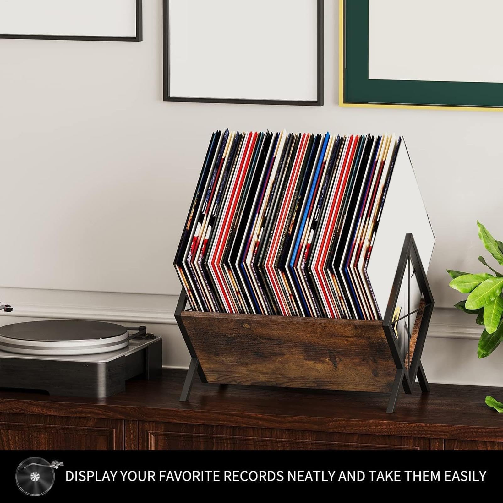 Soporte De Almacenamiento Para Discos De Vinilo 1 Nivel Ajustable Marrón | Organizador Expositor De Álbumes Perfecto Para Libros, Archivos, Habitación, Dormitorio, Oficina