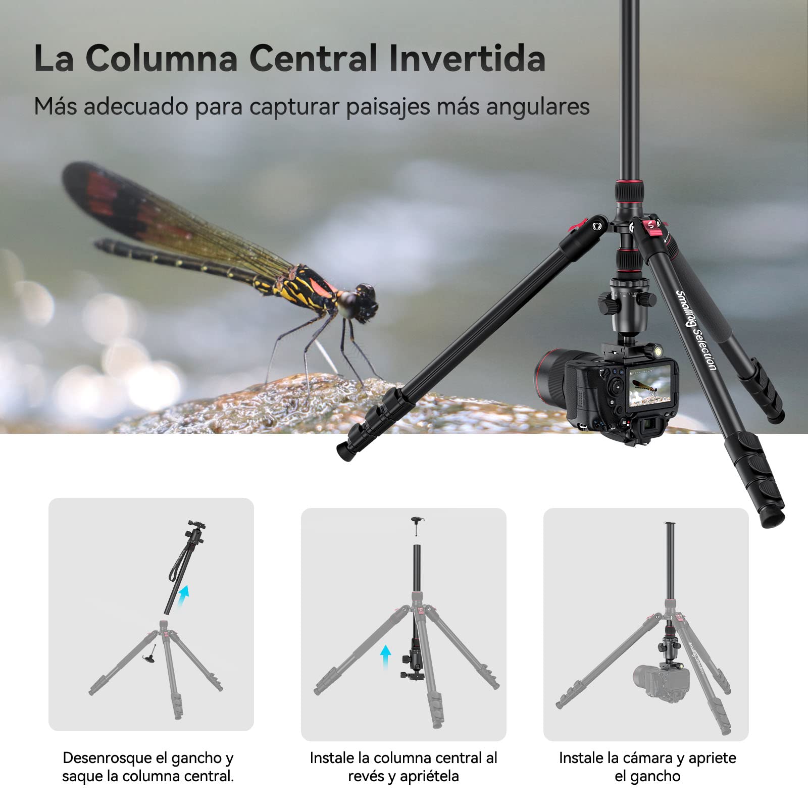 SMALLRIG Trípode Monopie para Cámara, 78.7" Plegable de Aluminio, Cabeza Esférica 360° Desmontable, Carga 33 LB - 3474C