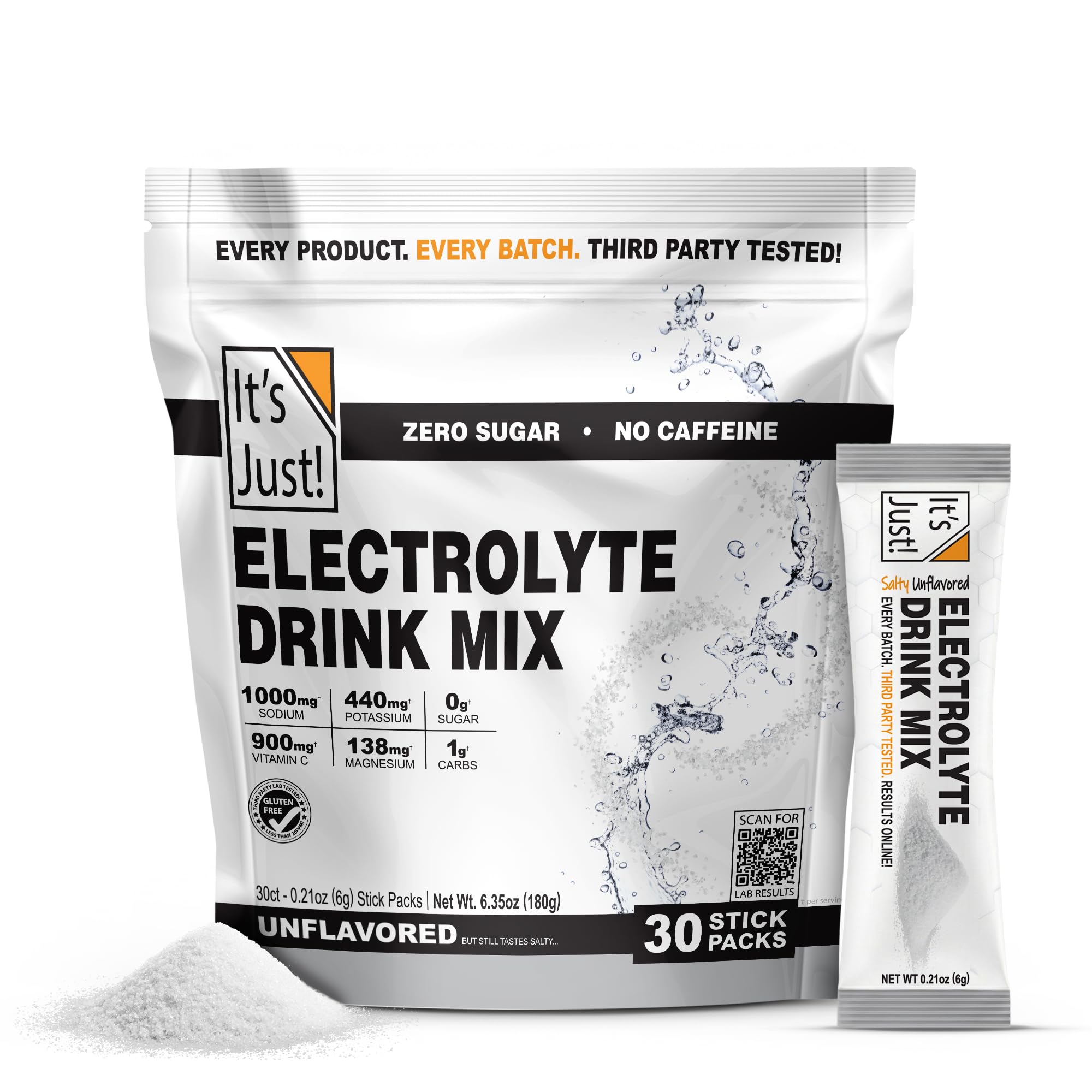It's Just! - Electrolyte Drink Mix, 30 Count, Salty Unflavored