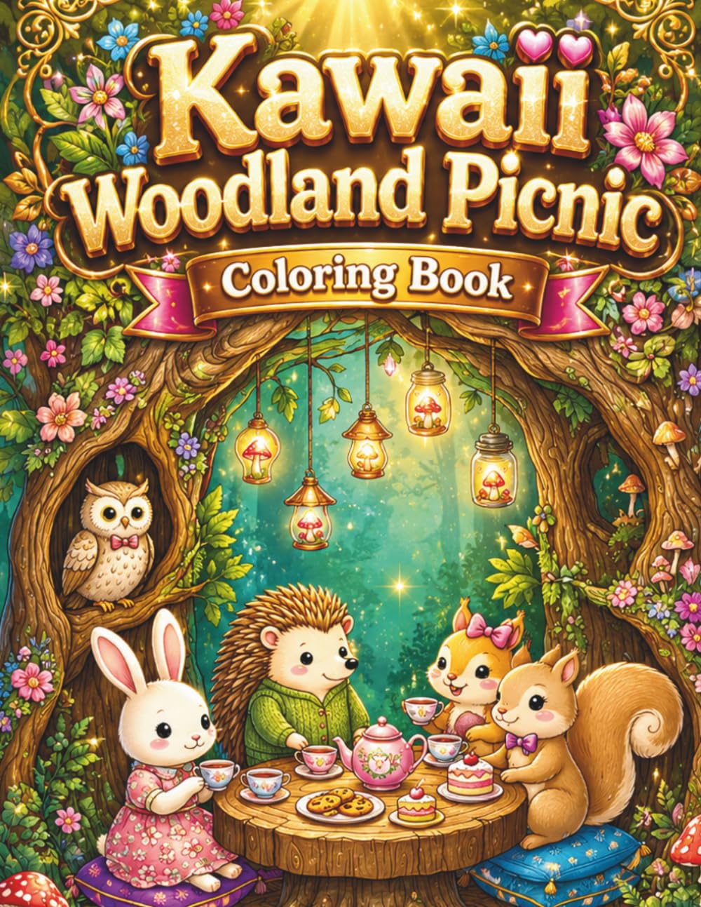 Kawaii Woodland Picnic Coloring Book: Cute Forest Animals and Nature Scenes for Relaxation and Creative Mindfulness, Adorable Woodland Activity Book for Kids and Adults