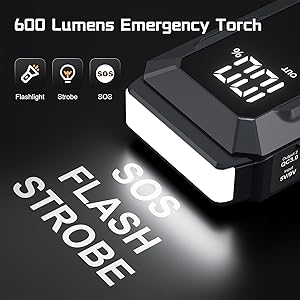 5000A Jump Starter Povasee A40 Car BatteryJump Starter, 12V Jump Box for Car Up to All Gas or 10L Diesel Engine Battery Jumper Starter Portable with 3" LCD Display Power Bank/Dual Output/LED Light