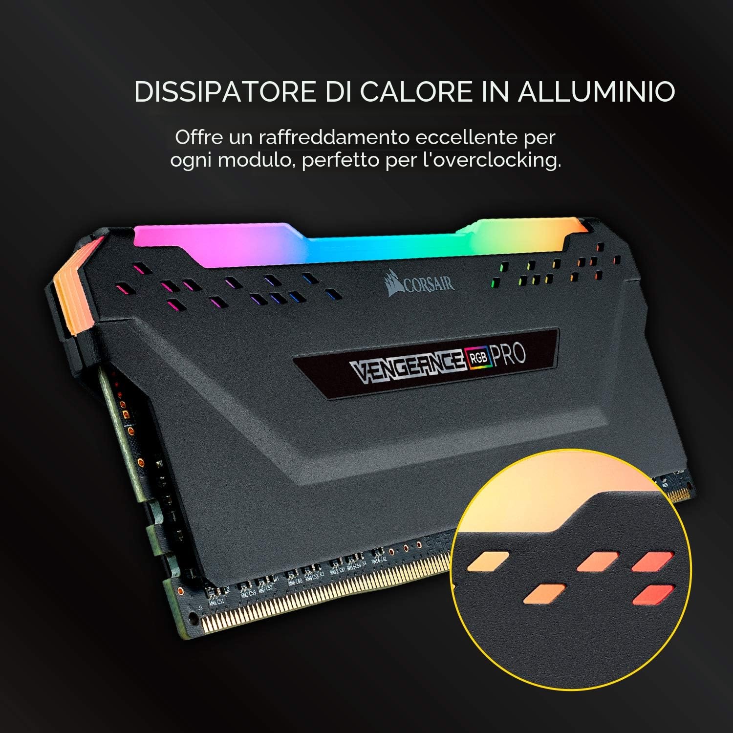 CORSAIR VENGEANCE RGB PRO 32GB (2x16GB) DDR4 Fino a 3600MHz (PC4-28800) CL18 Memoria per Computer - Nero