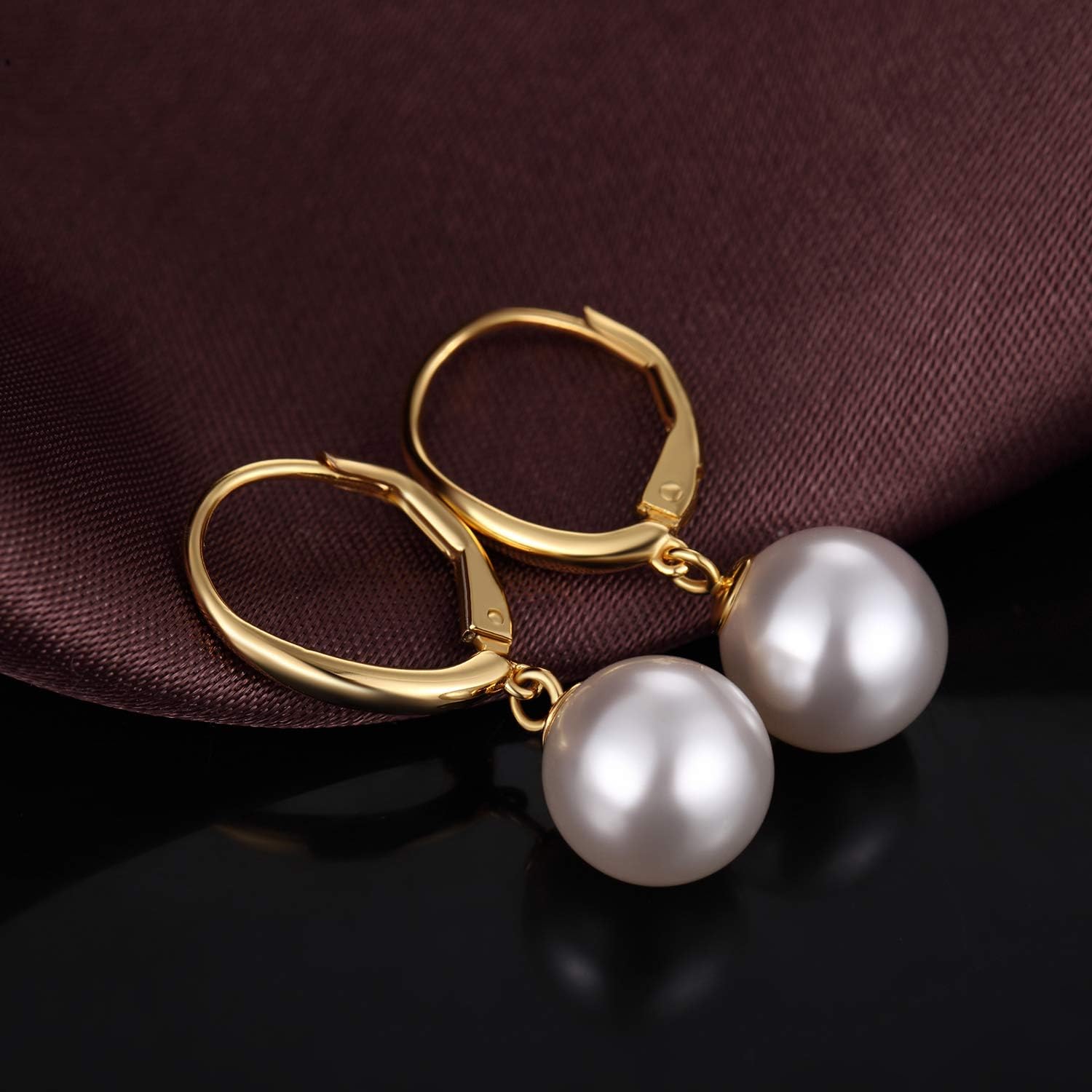 Han han 925 Sterling Silver Pearl Dangle Earrings for Women 10MM