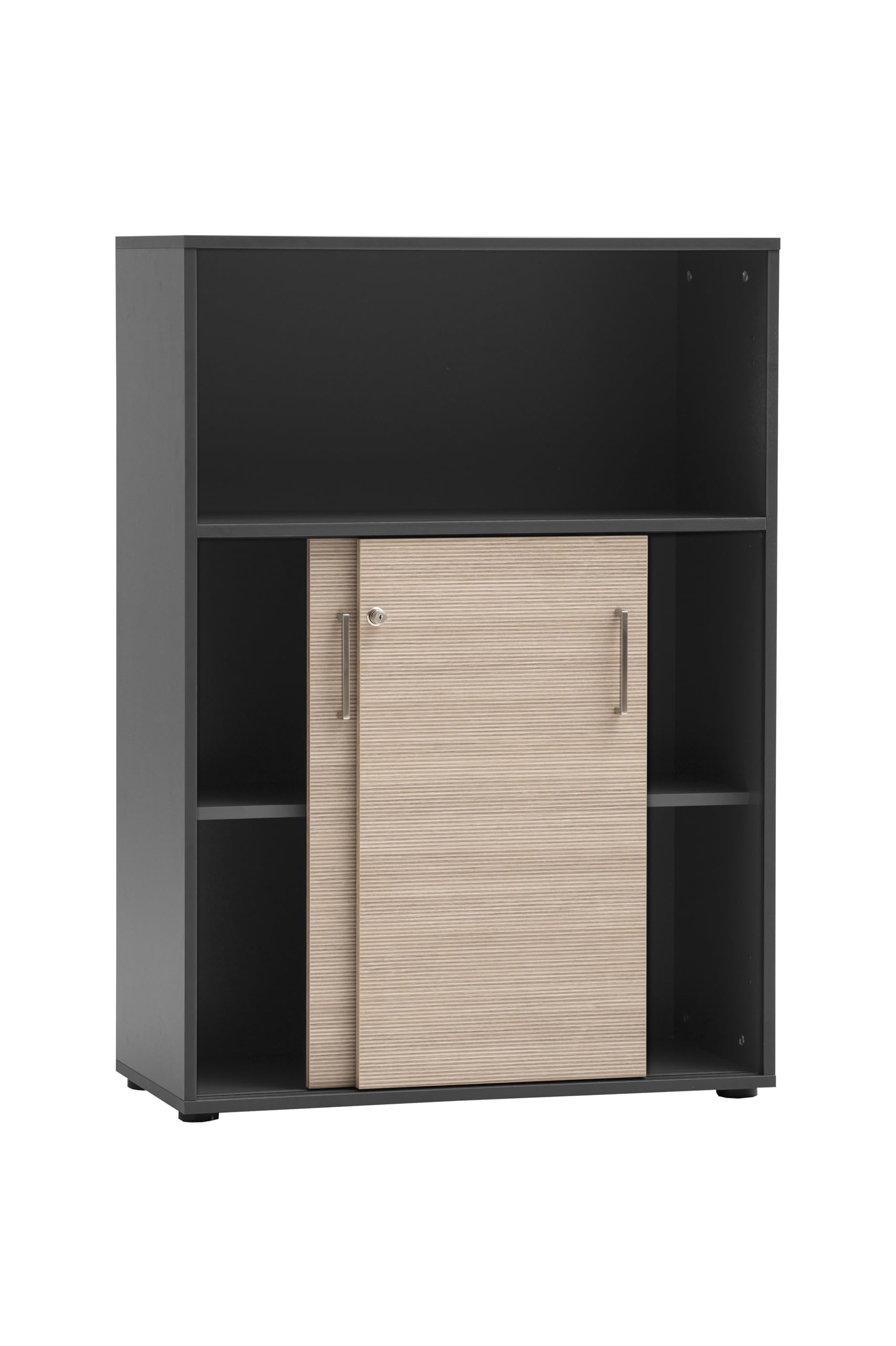 Schildmeyer Aktenschrank Metz 702093, abschließbar, anthrazit/Canello Eiche Dekor, 80 x 38,2 x 113,4 cm
