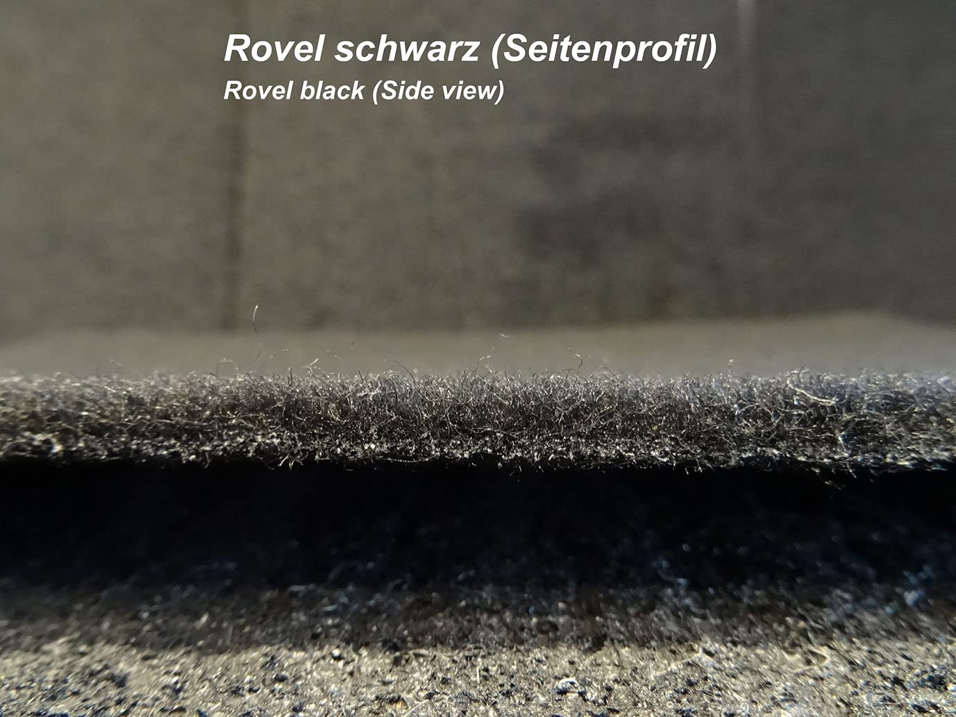 Meterware Autoteppich (Auskleide-Teppich für Fahrzeugboden, Kofferraum, etc) Rovel schwarz, Zuschnitt (2m breit / 2,5m lang)