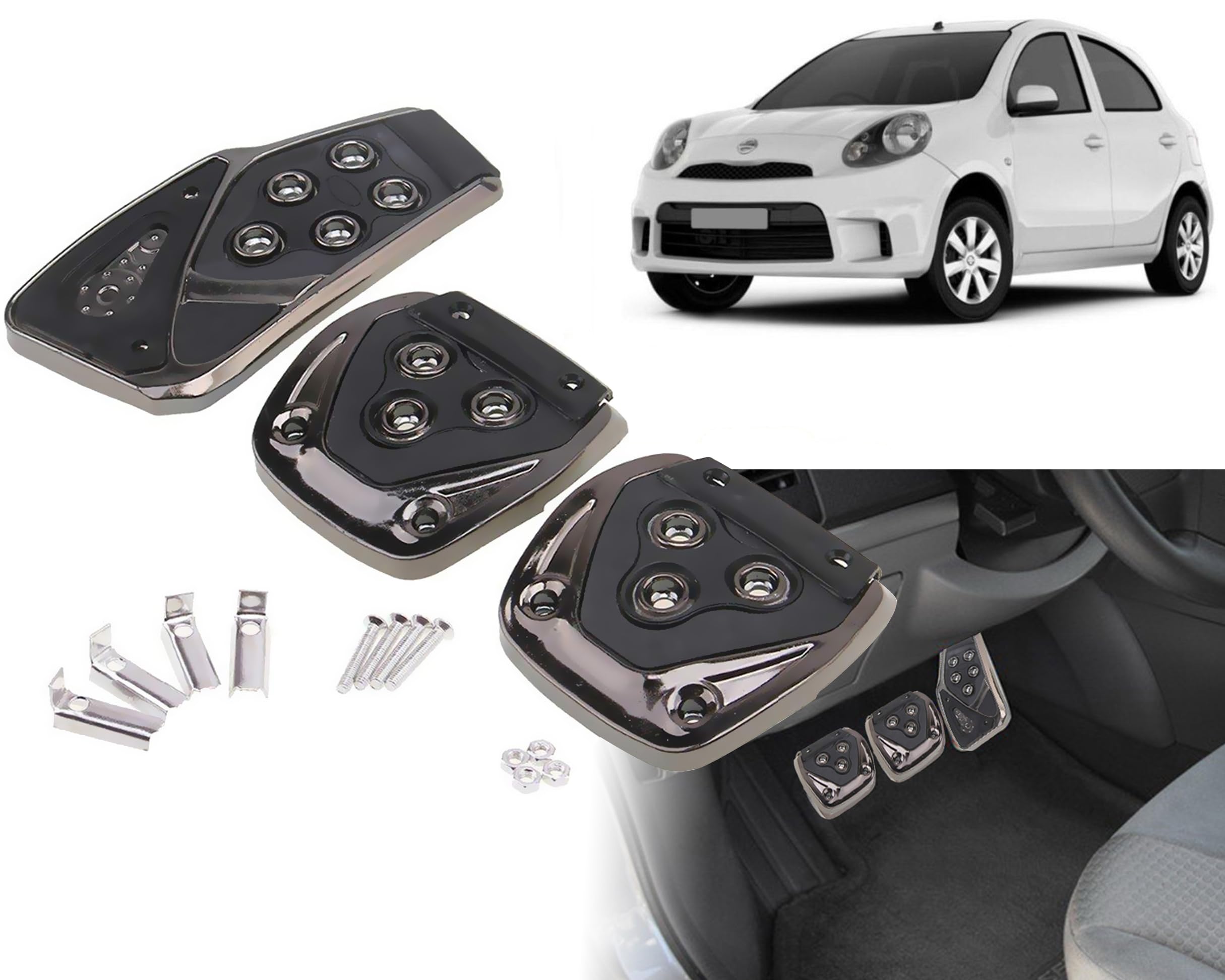3 Pcs Black Non-Slip Manual Car Pedals kit Pad Covers Set for Nissan Micra Active-picture-24