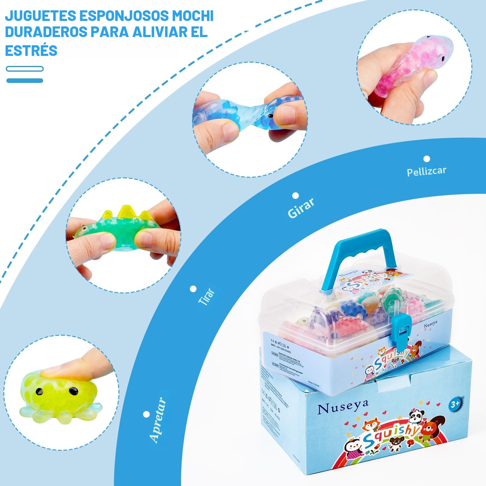 42 Piezas Squishy Juguetes Mochis Squishy Fidget Toy Escuisis Kawaii Squeeze Toys Squishy Regalos Cumpleaños Niños Con caja de Almacenamiento Squishy Juguetes para animales No Duplicados