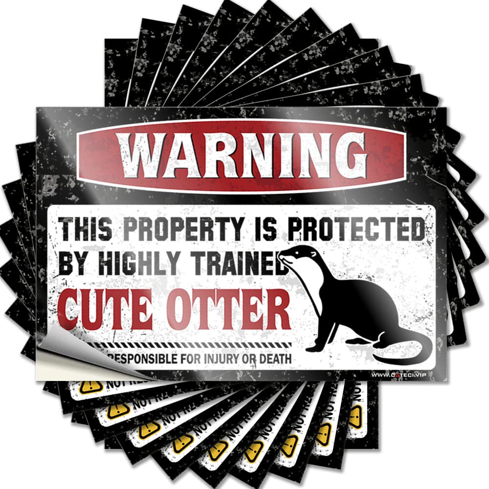 Shower Decor Fun Sticker - Warning This Property is Protected By A Highly Trained Cute Otter Removable Decal Tumbler Easy Peel for Interesting(6X9CM)
