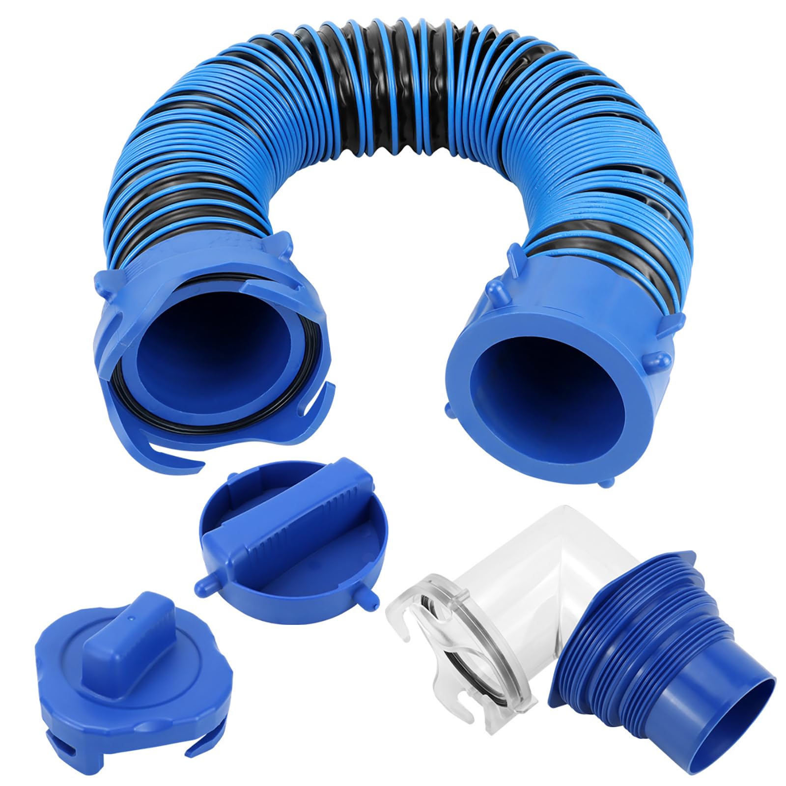 Henygen Hose With 90 Degree 3Ft Flexible Reinforced Campers Drain Hose Leakproof Waste Water Discharge Pipe Campers Drainage Hose