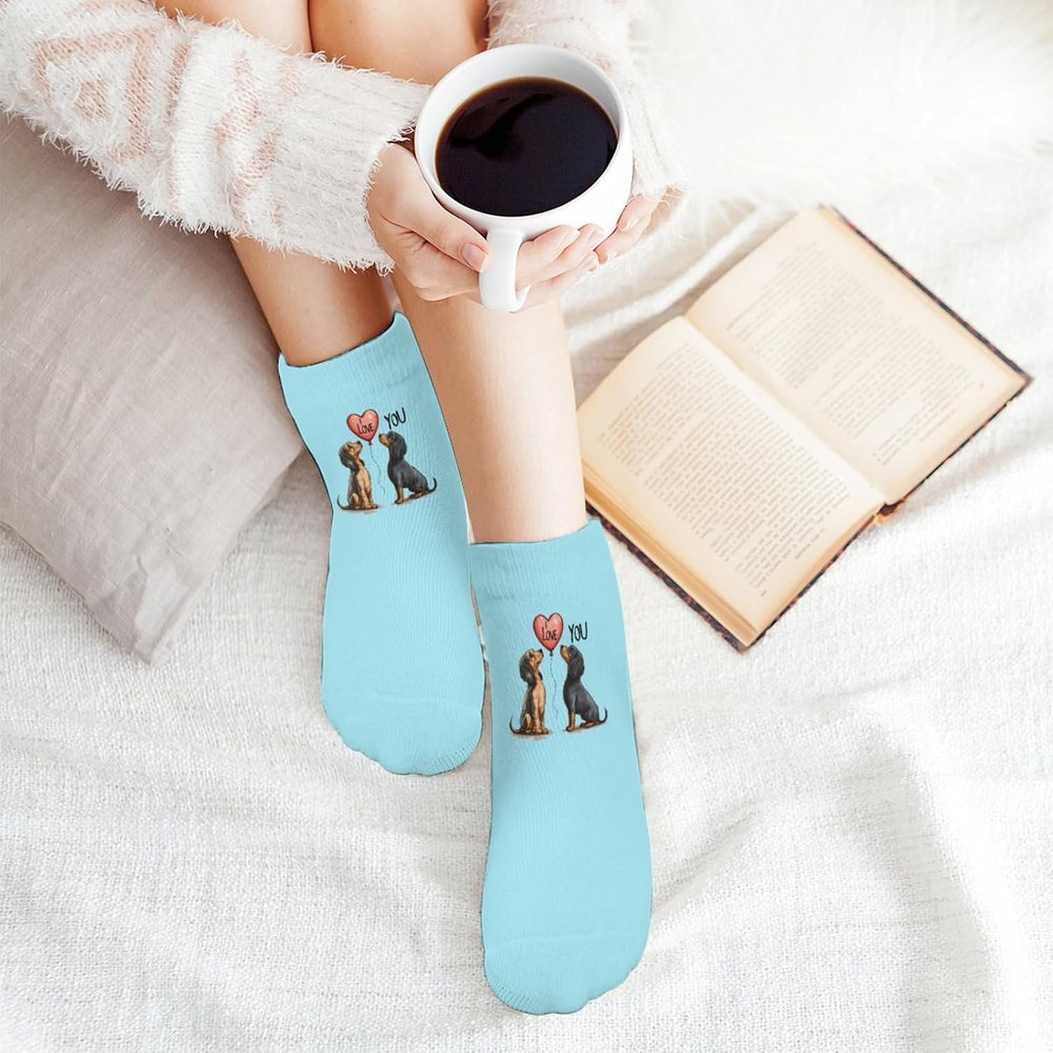 Dachshund Love Mens Socks No Show Low Cut Ankle Sock for Sports