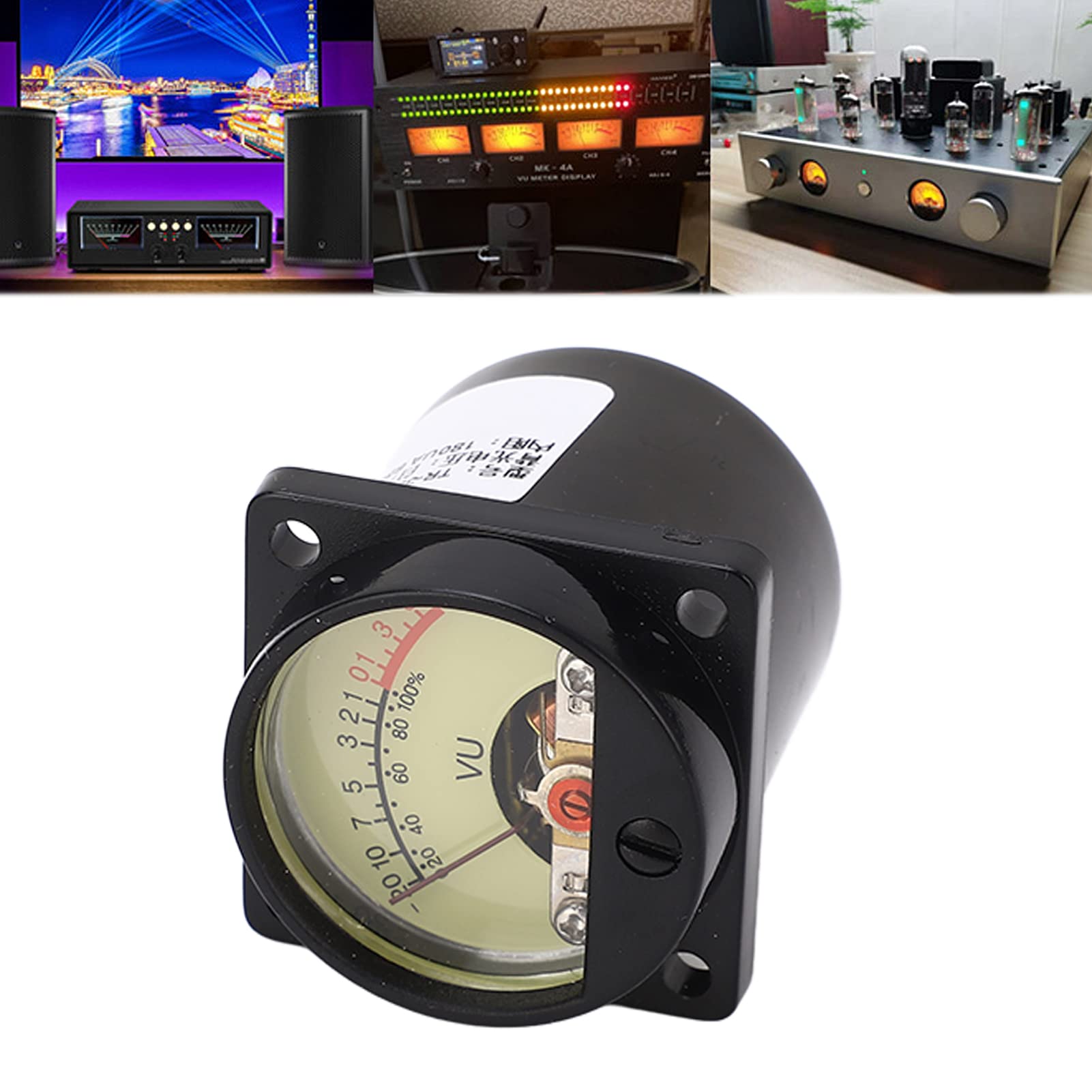KIMISS Vu-mètre de Haute Précision avec Cadran Pointeur Jaune et Rétroéclairage LED Blanc pour Applications Audio de Panneau d'amplificateur