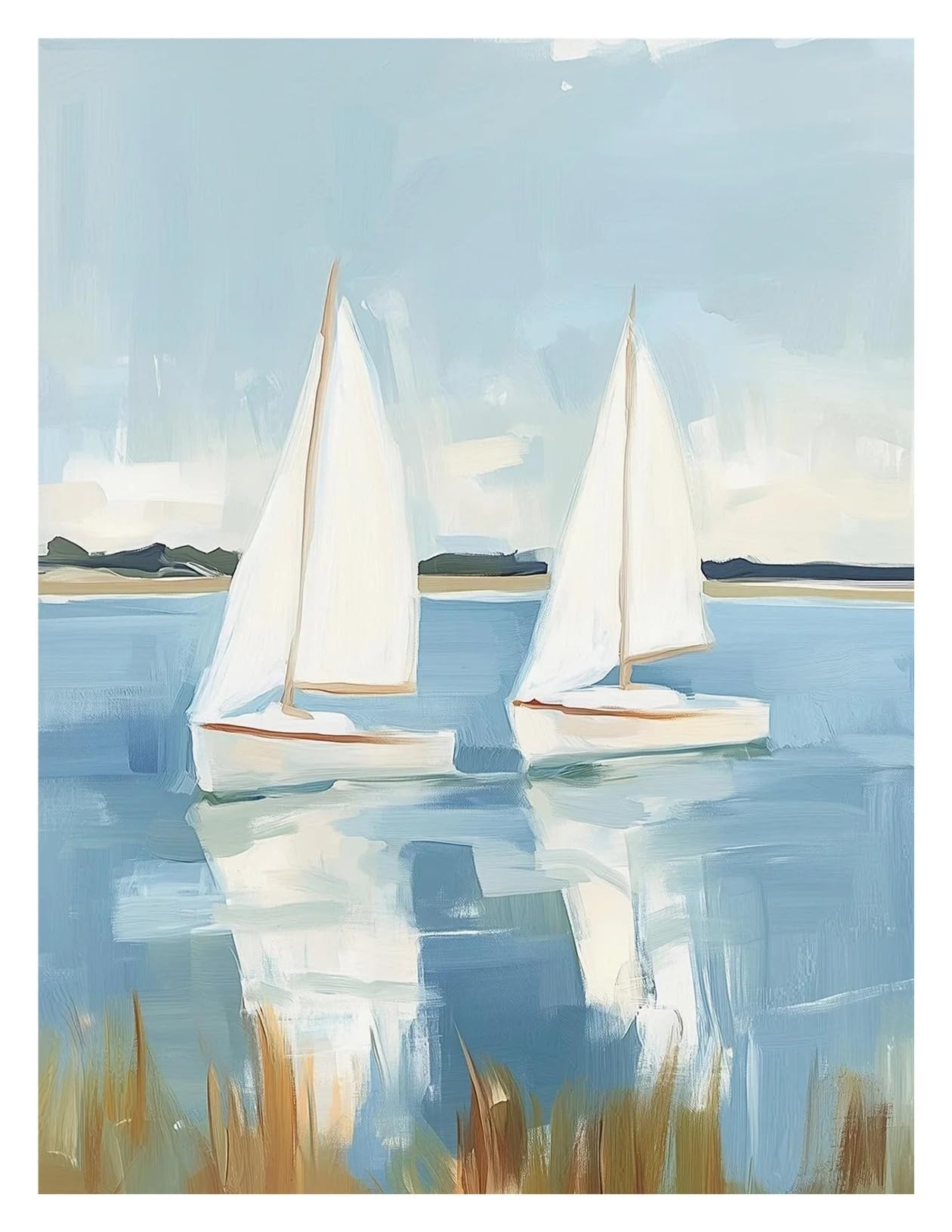 XENITE Wall Art Canvas Prints Classic Oil Painting Seaside Sea Sailboat Sky Scenery Poster Canvas Art Painting Printing Home Room Wall Pictures Decor(G,30x40cm)