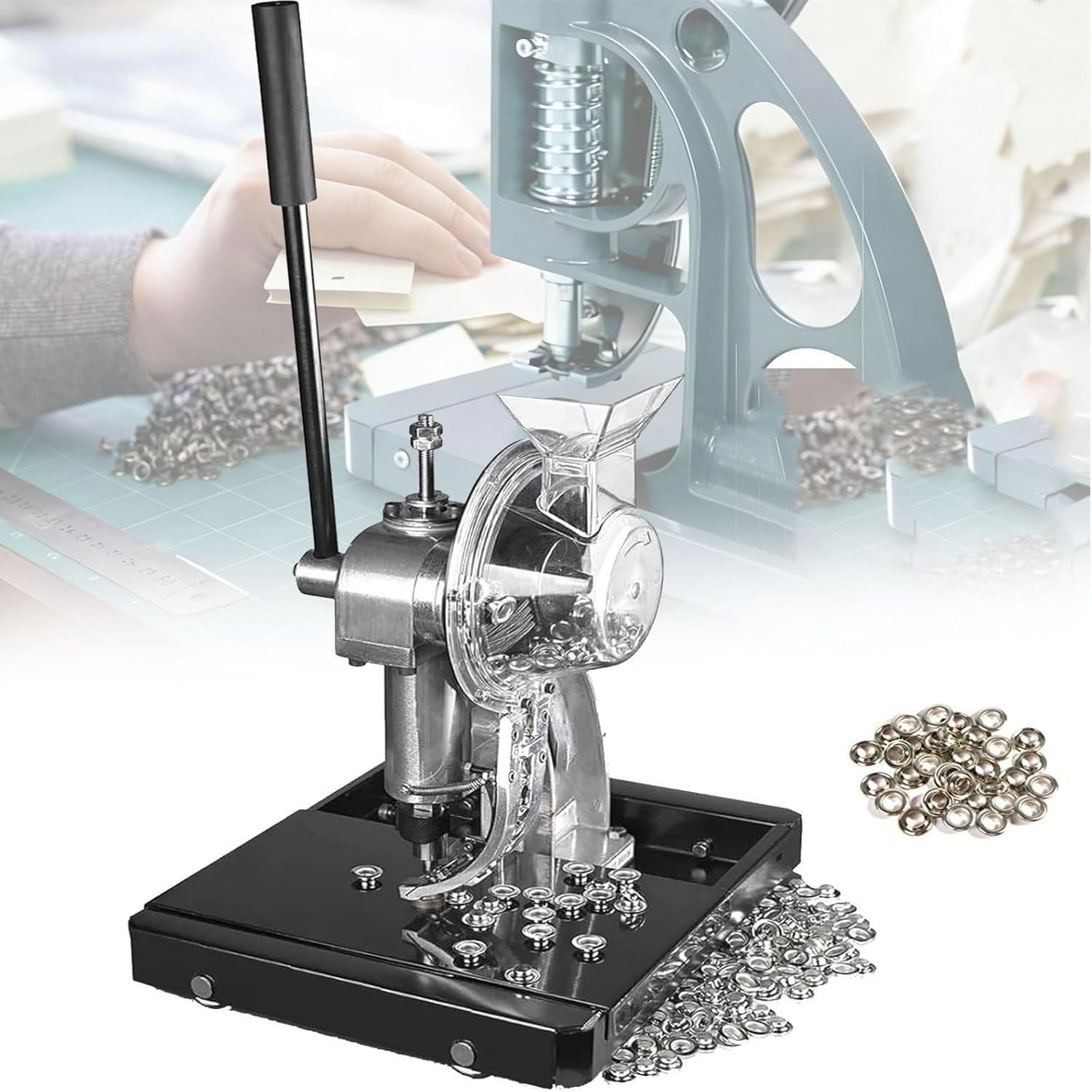LjlXanthiper Semi-Automatic Eyelet Fixing Machine,Automatic Eyelet Feeding Grommet Punch Press Machine,Grommet Punching and Setting Machine,Inner Diameter 6/10/12mm,For Banners,Pool Cover 12mm