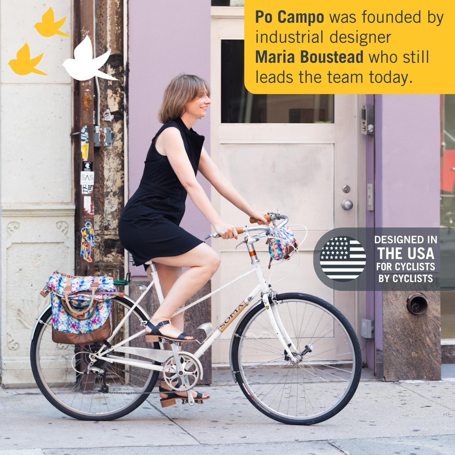 Po Campo Domino Handlebar Bag - Large, Waterproof Bicycle Storage Baskets for Front Mount - Lightweight Bike Bags That Convert To Crossbody (Meadow)