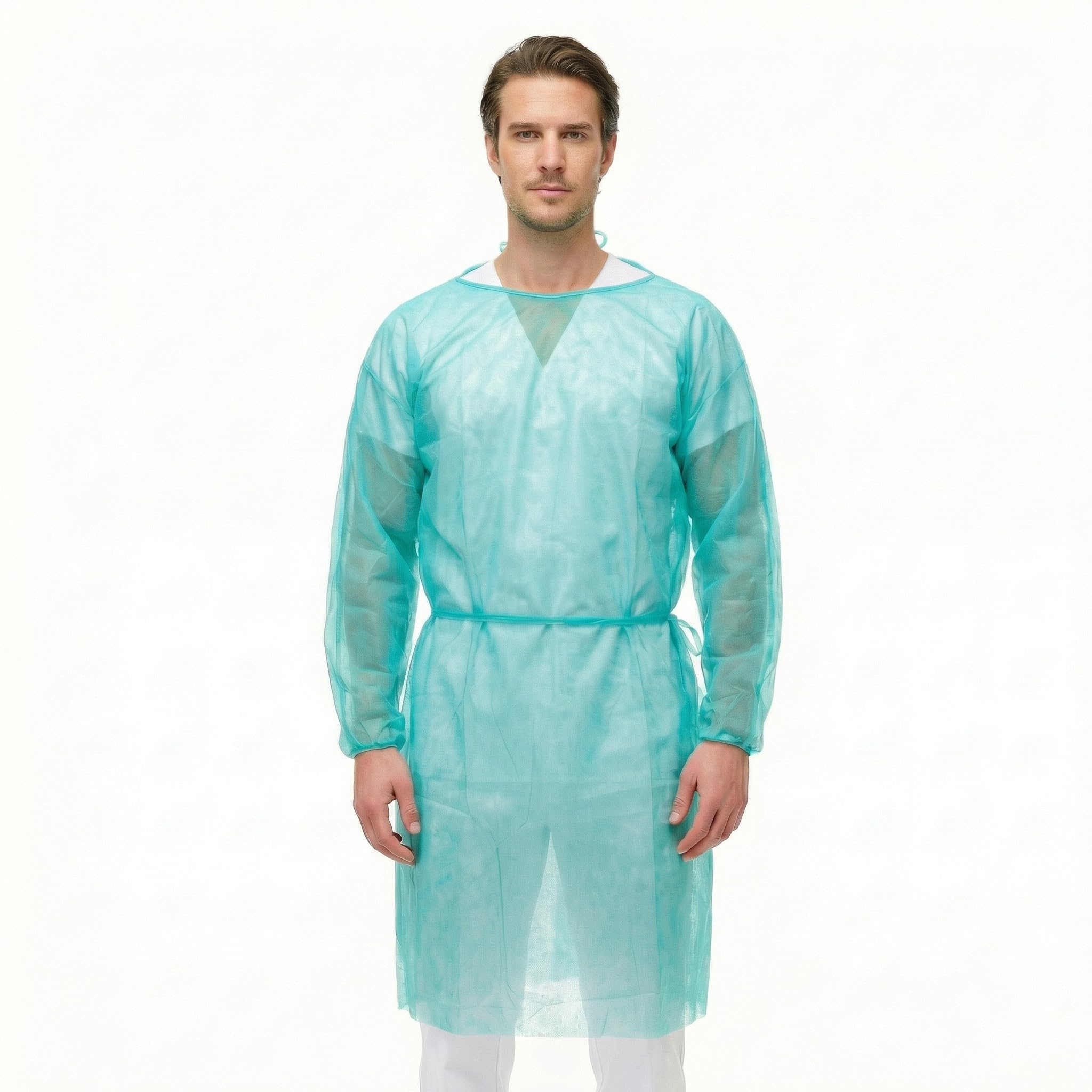 KMINA Camice Monouso Ospedaliero Polipropilene 20g Maniche Lunghe 115 x 127 cm Verde