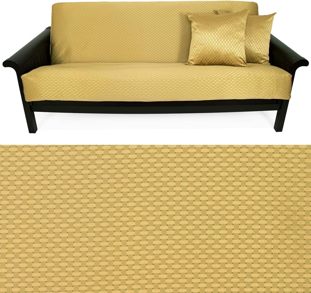 SlipcoverShop Checker Leaf Futon Cover 349 Full with 2 Pillows