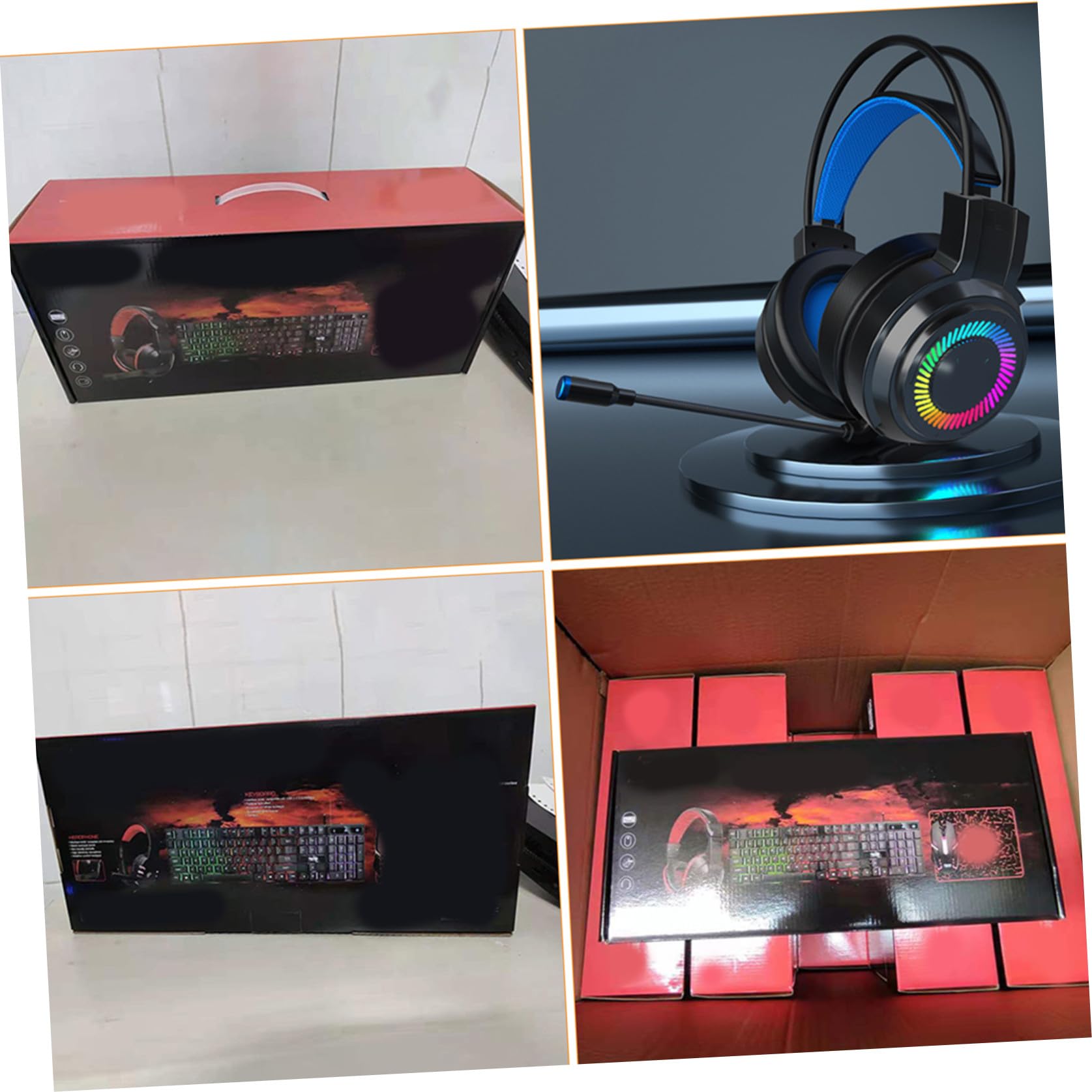 DOITOOL Conjunto De Teclado y Ratón Retroiluminación para Jugadores Incluye Auriculares y Alfombrilla para Ratón para Gaming y Trabajo Casa