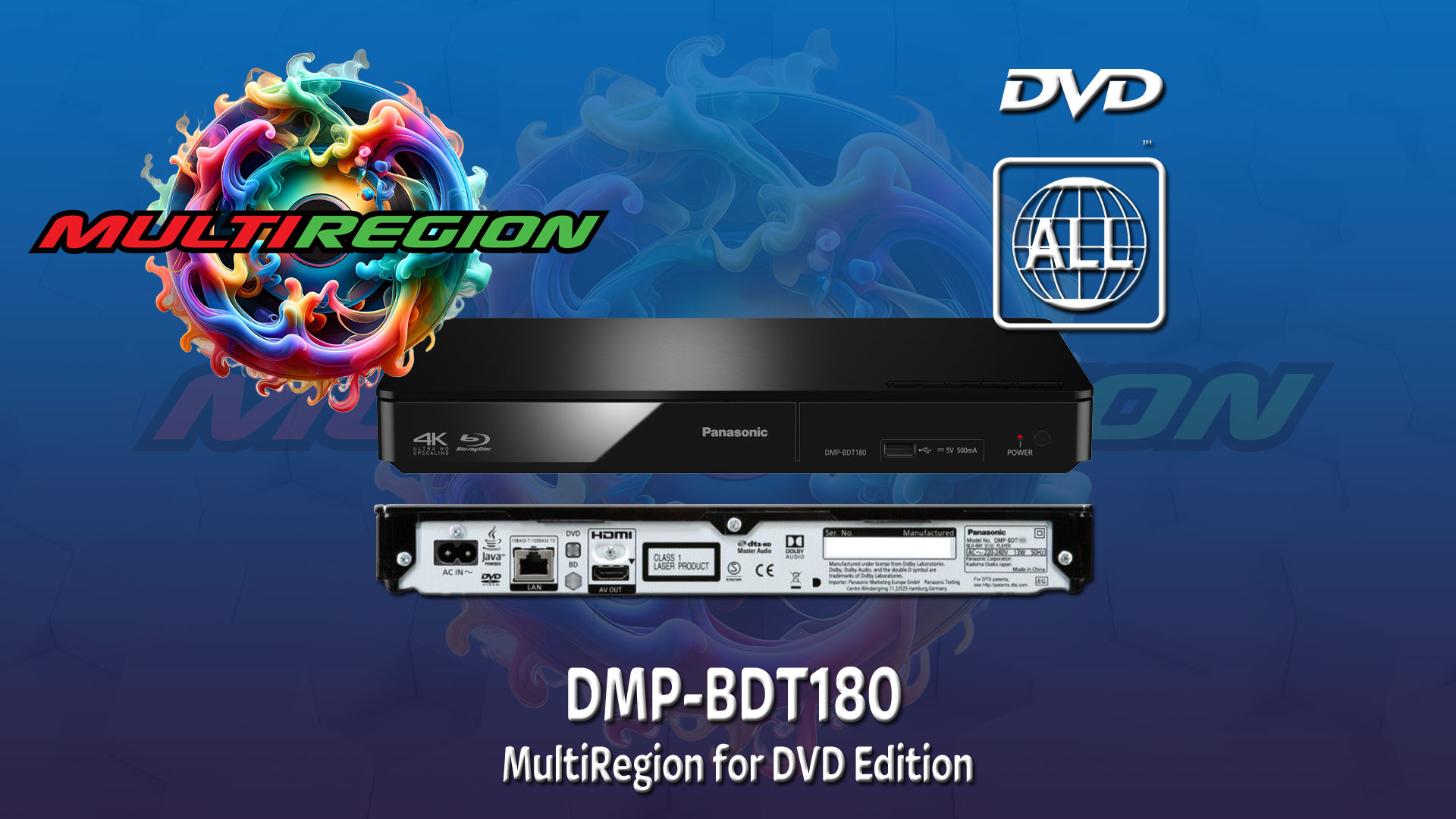 MULTIREGION Blu-ray Player Compatible with Panasonic DMP-BDT180EB