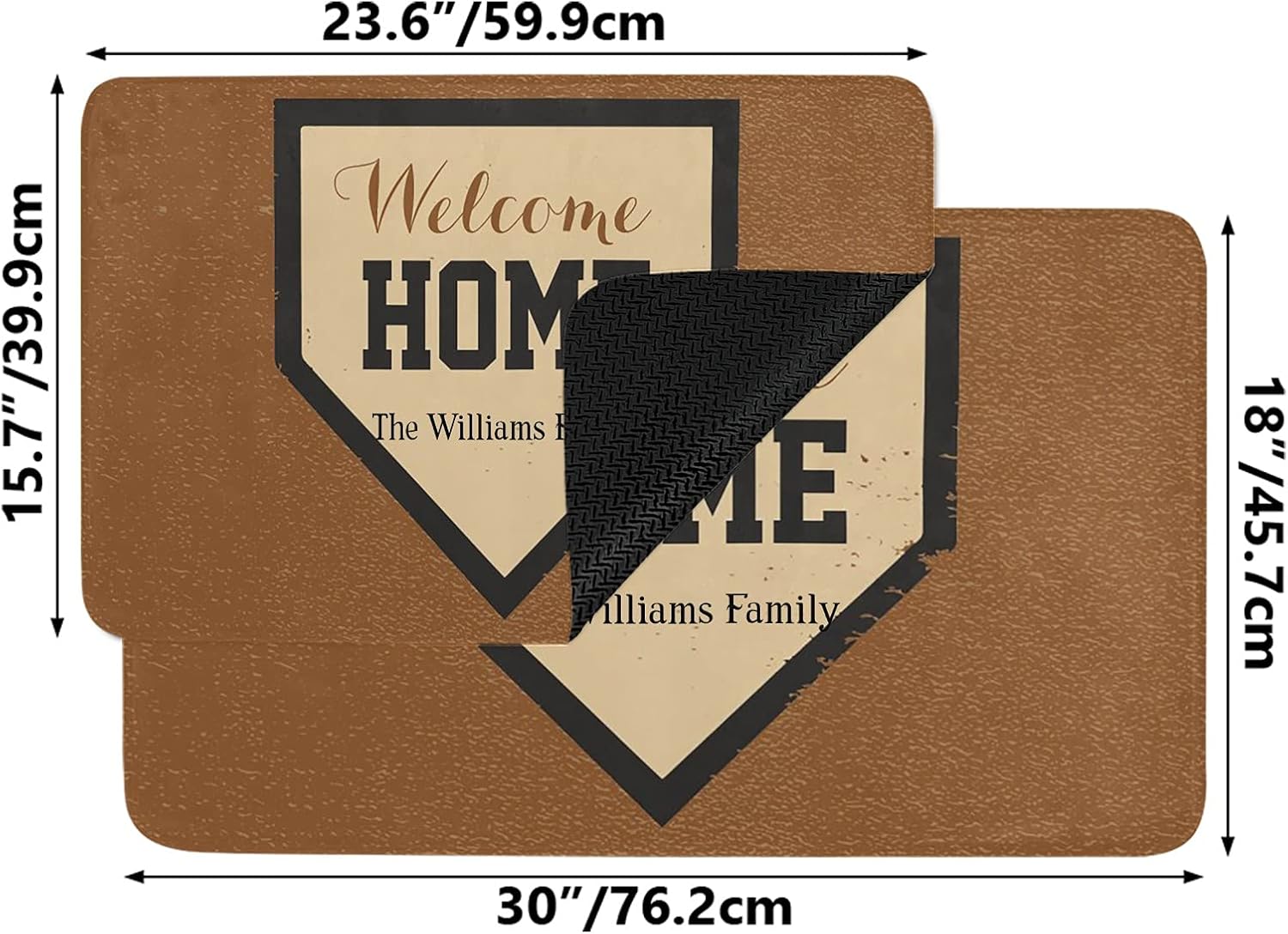 Baseball Family Home Personalized Doormat Text Name Custom Indoor Outdoor Pet Mat Entrance Rugs Home Decor Welcome Door Mats 30 x 18 Inch