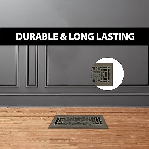 Miniatura 5 de Registro de piso de diseño oriental de 4 x 12 pulgadas en acabado de bronce metálico, cubiertas de ventilación para piso del hogar, cubiertas