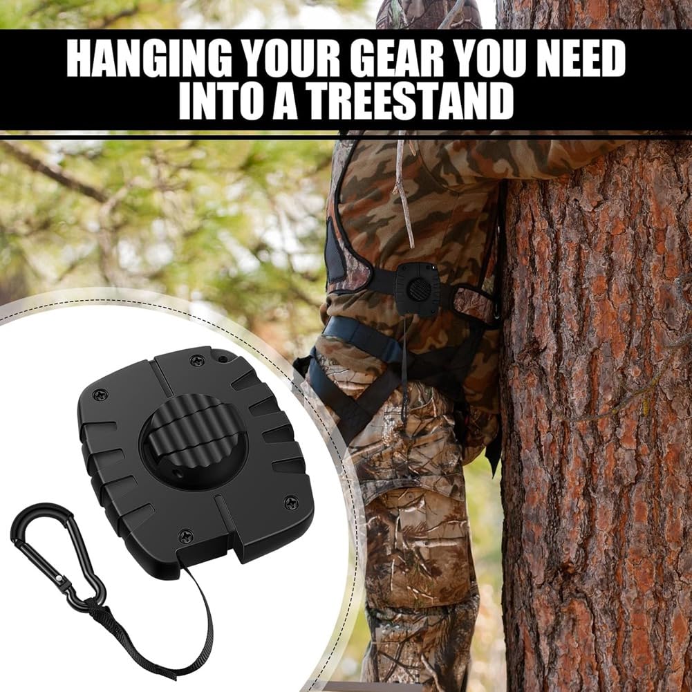 Treestand - Polipasto retráctil de 29.5 pies para caza, accesorios de equipo de caza rápidos y fáciles, 2 unidades