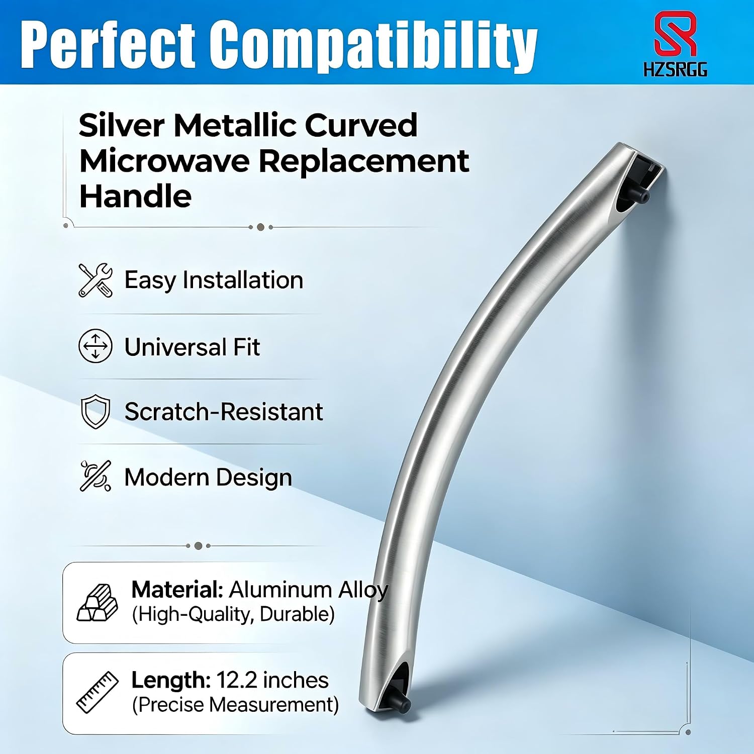 DE94-04313F Samsung Microwave Handle Upgrade Replacement, Compatible with EM16A4021AS Samsung Microwave Handle. This Microwave Door Handle is on par with the Original Factory Product. (Silver Color) | It is close to the original silver color, has a better grip feel, and can perfectly cover the original holes.