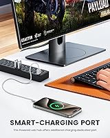 Vista 4 de Concentrador USB, concentrador USB alimentado, divisor de concentrador de 11 puertos, 10 puertos USB 3.0 de transferencia de datos + 1 puerto