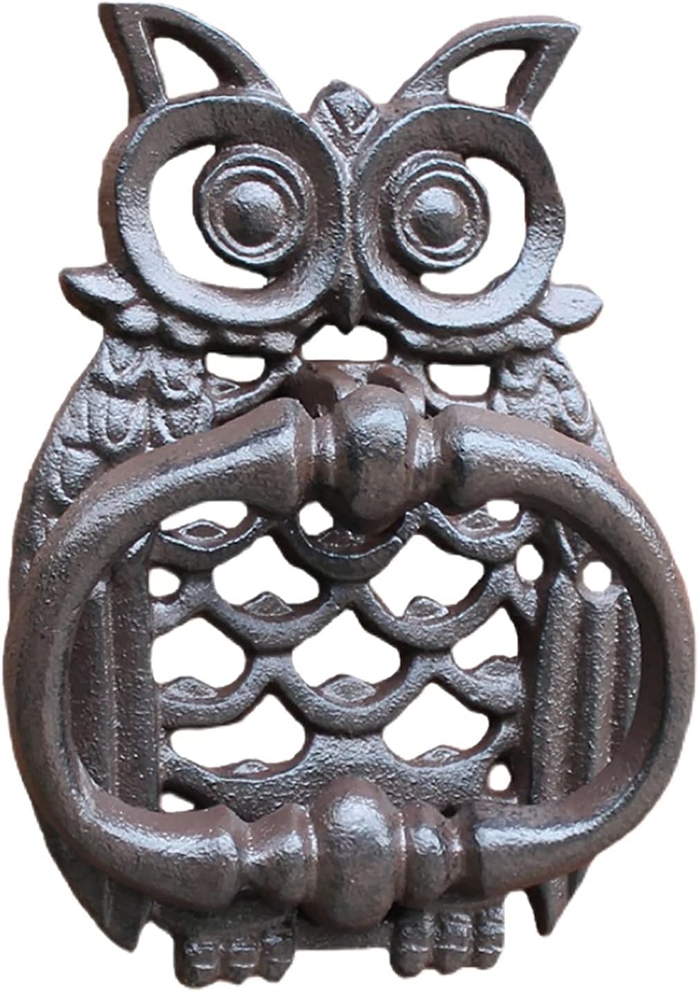 JYDQM Door Knocker Wall Decor for Front Door Decoration Retro Owl Door Knocker, European Style Cast Iron Door Buckle, for Villa Home Door Decor & Courtyard Gate, 6.61×4.25in