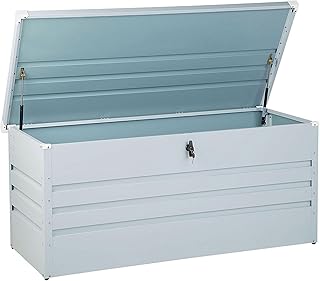 Beliani Caja de almacenamiento para exterior de acero galvanizado gris claro 400L Cebrosa