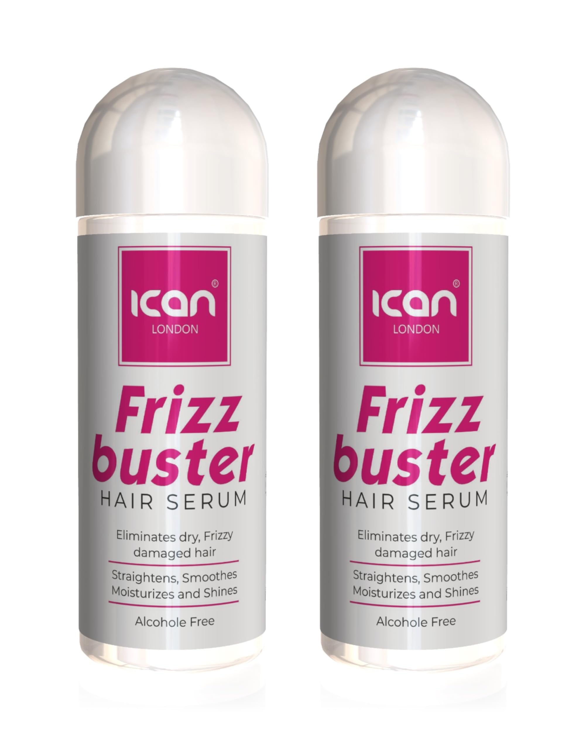 Ican London Frizz Buster Hair Serum for Dry Frizzy, Damaged Hair, Alcohol-Free, 2 X 207ml, Clear, 207 ml (Pack of 2)