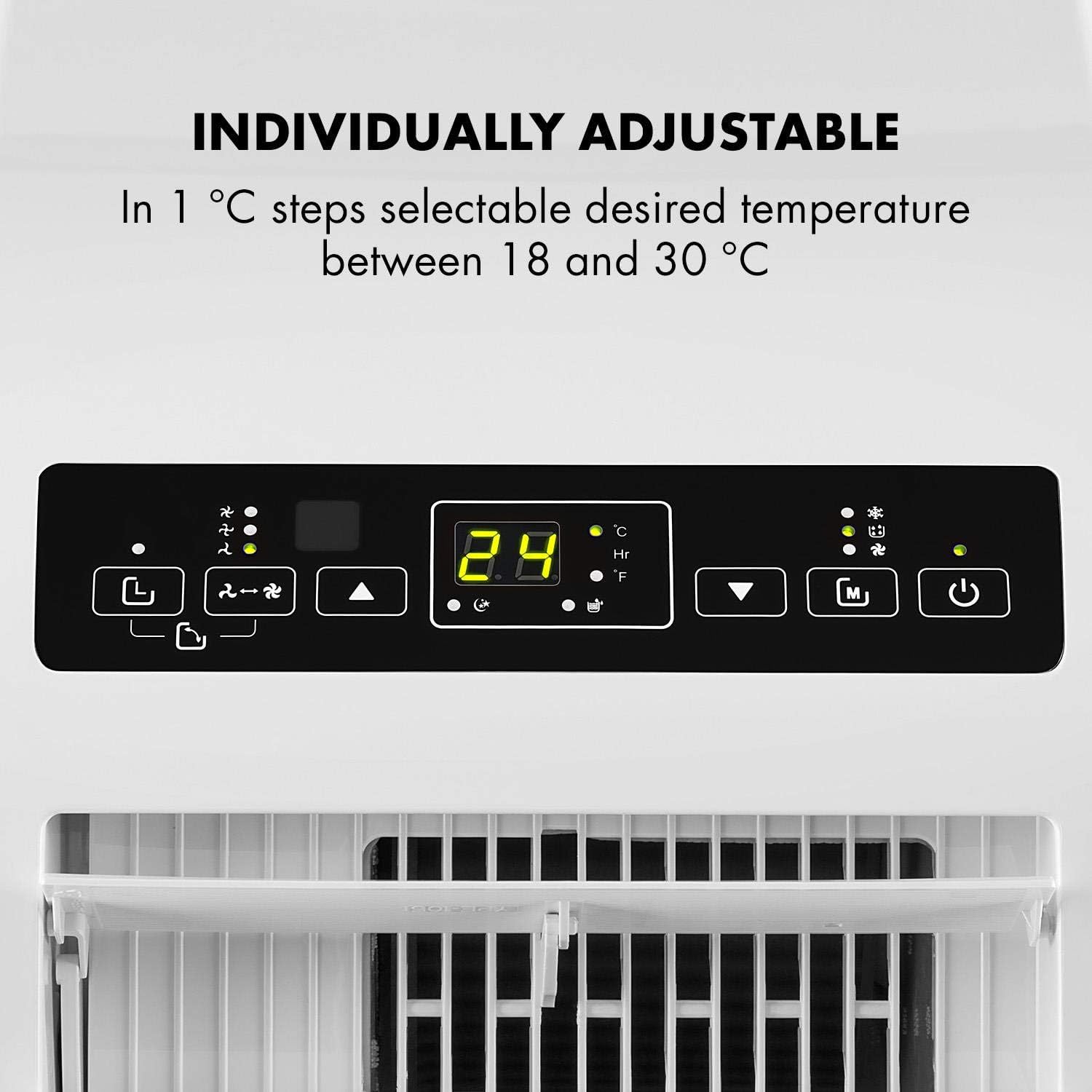 KLARSTEIN Metrobreeze Portable Air Conditioner with Timer, 10,000 BTU, Adjustable temperature between 65 and 85 ° F, 3 Modes of Operation: Cooling, Drying and Fan, Rollers, White