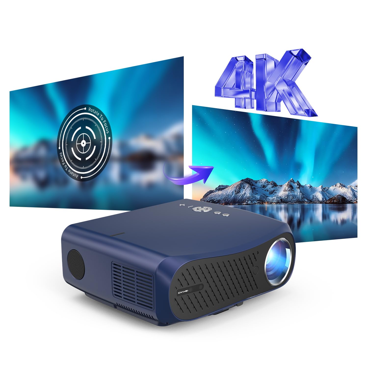 WiFi Bluetooth Smart Home Theater Projector 4K Ultra HD LED High Lumens 1700 ANSI Daytime Movie Gaming Video Proyector HDR10+ Android TV with Apps,Dolby Audio,Auto Focus,HDMI ARC for Ceiling/Room