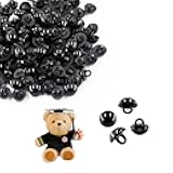 AUXBC 150PCS 0.35Inch Black DIY Mushroom Eyes Button, Round Plastic Safety Eyes Button Sewing Craft Eyes for Bear Crochet Puppet Plush Stuffed Animals Doll Making