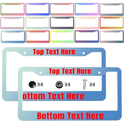 2 Pack Custom License Plate Frame Personalized Car Tag Frame with Screw Caps,2 Holes,12"x6",Style 5