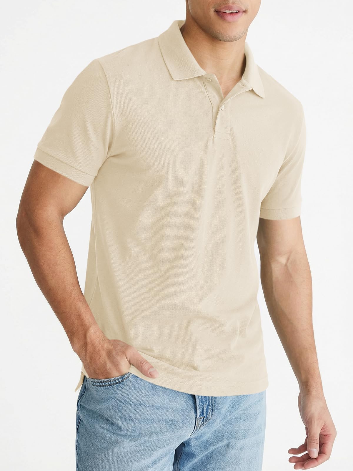Polo de golf para hombre, manga corta, ajuste seco, para hombre, con cuello