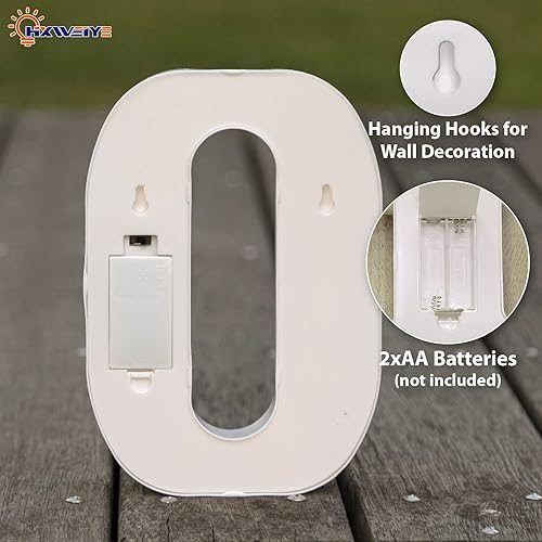 Miniatura 4 de HXWEIYE - Letra luminosa O con luces LED, diseño de marquesina con 26 letras del alfabeto y 10 números, funciona con baterías, luz cálida blanca