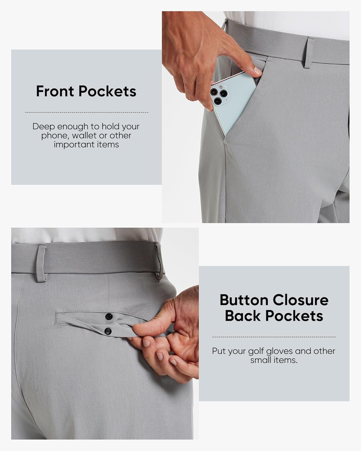 Men's Stretch Golf Pants 30''/32''/34'' - Lightweight Dress & Casual Trousers for Business Travel Work - Image 4