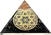 Vista 30 de Pirámide de orgón grande Cristal de pirámide de turmalina negra Pirámide de orgonita OM Pirámides de órgano Curación de energía positiva