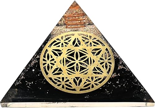 Miniatura 30 de Pirámide de orgón grande Cristal de pirámide de turmalina negra Pirámide de orgonita OM Pirámides de órgano Curación de energía positiva