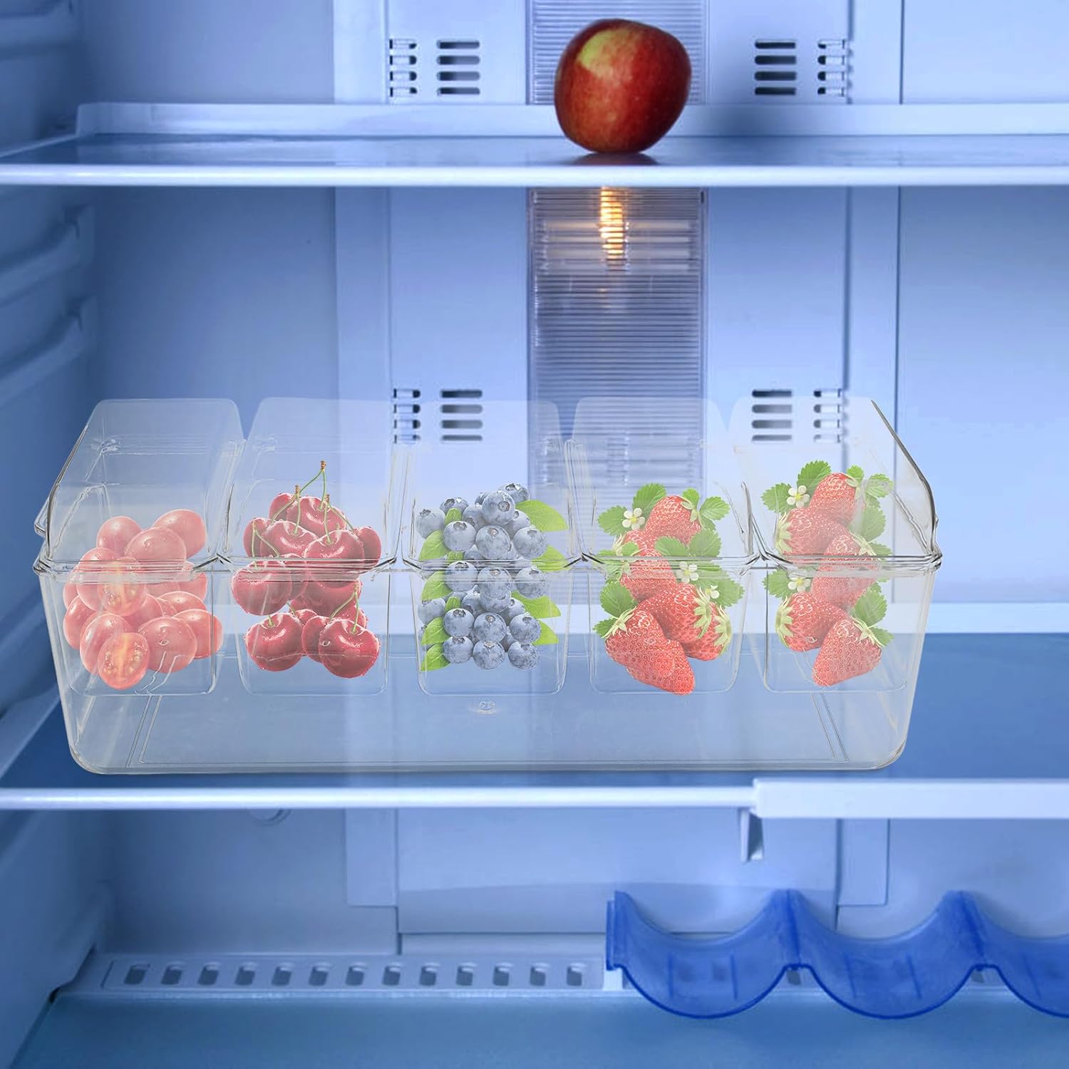 5-compartment Snack Tray with Lid, Cold Food Buffet Server and Fruit Salad Container for Refrigerator and Outdoor Use, Removable Sections Food Storage Organizer for Home